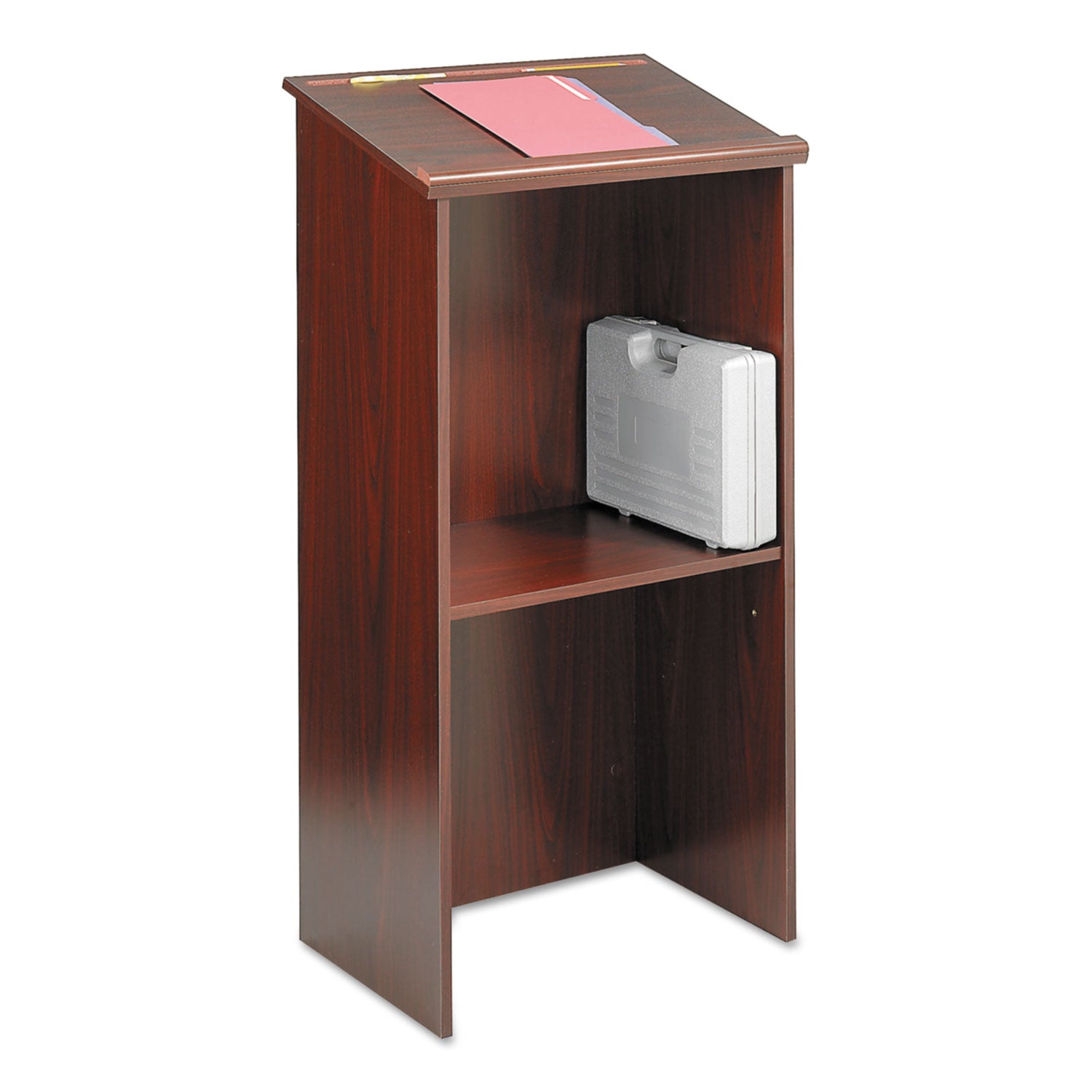 Stand-Up Lectern, 23 x 15.75 x 46, Mahogany