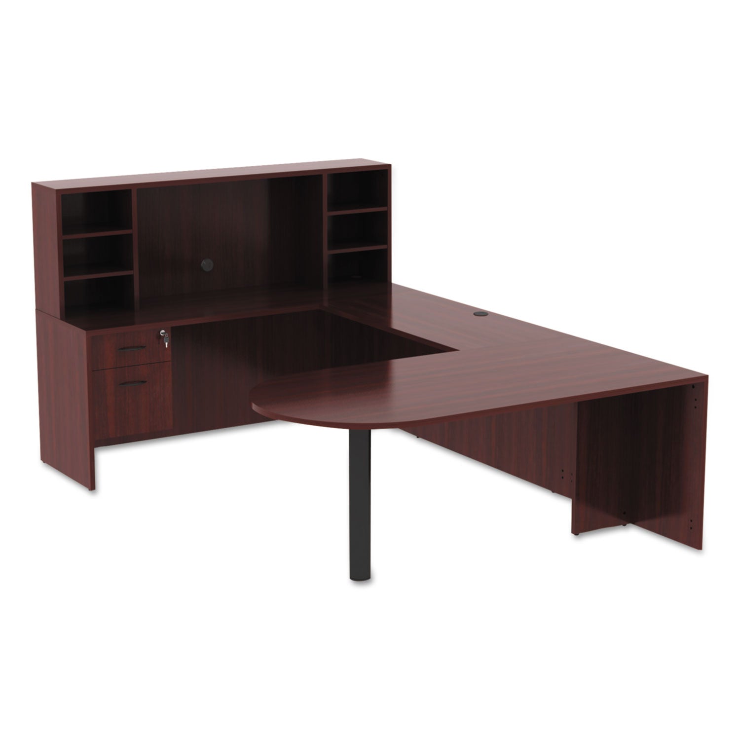 Alera® Alera Valencia Series D-Top Desk, 71" x 35.5" x 29.63", Mahogany