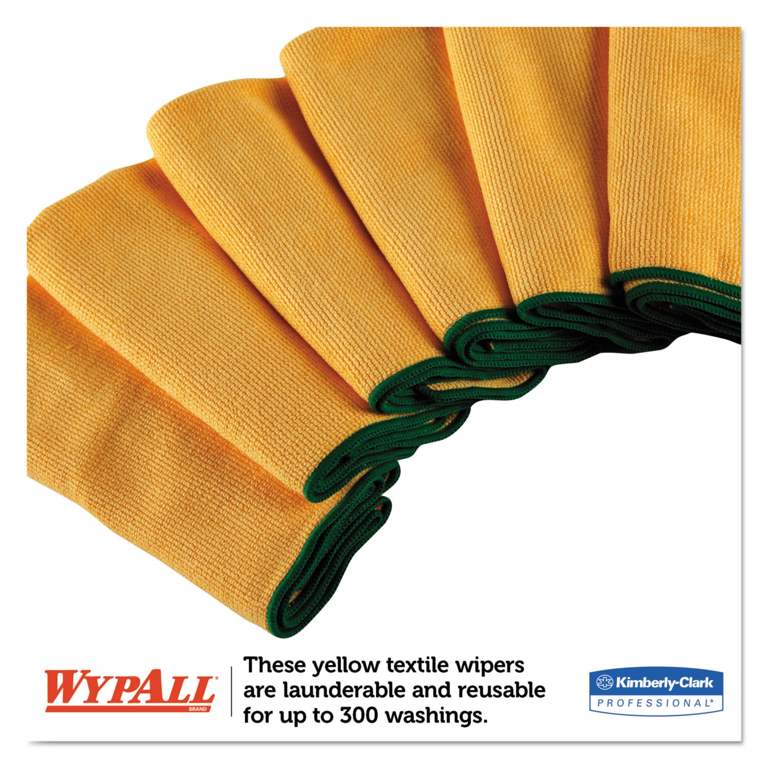 WypAll® Microfiber Cloths, Reusable, 15.75 x 15.75, Yellow, 24/Carton