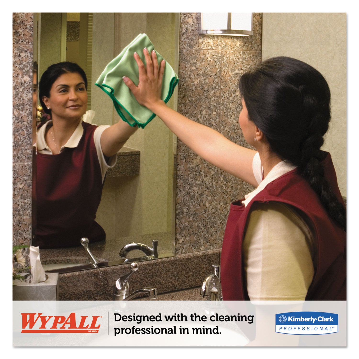 WypAll® Microfiber Cloths, Reusable, 15.75 x 15.75, Green, 24/Carton