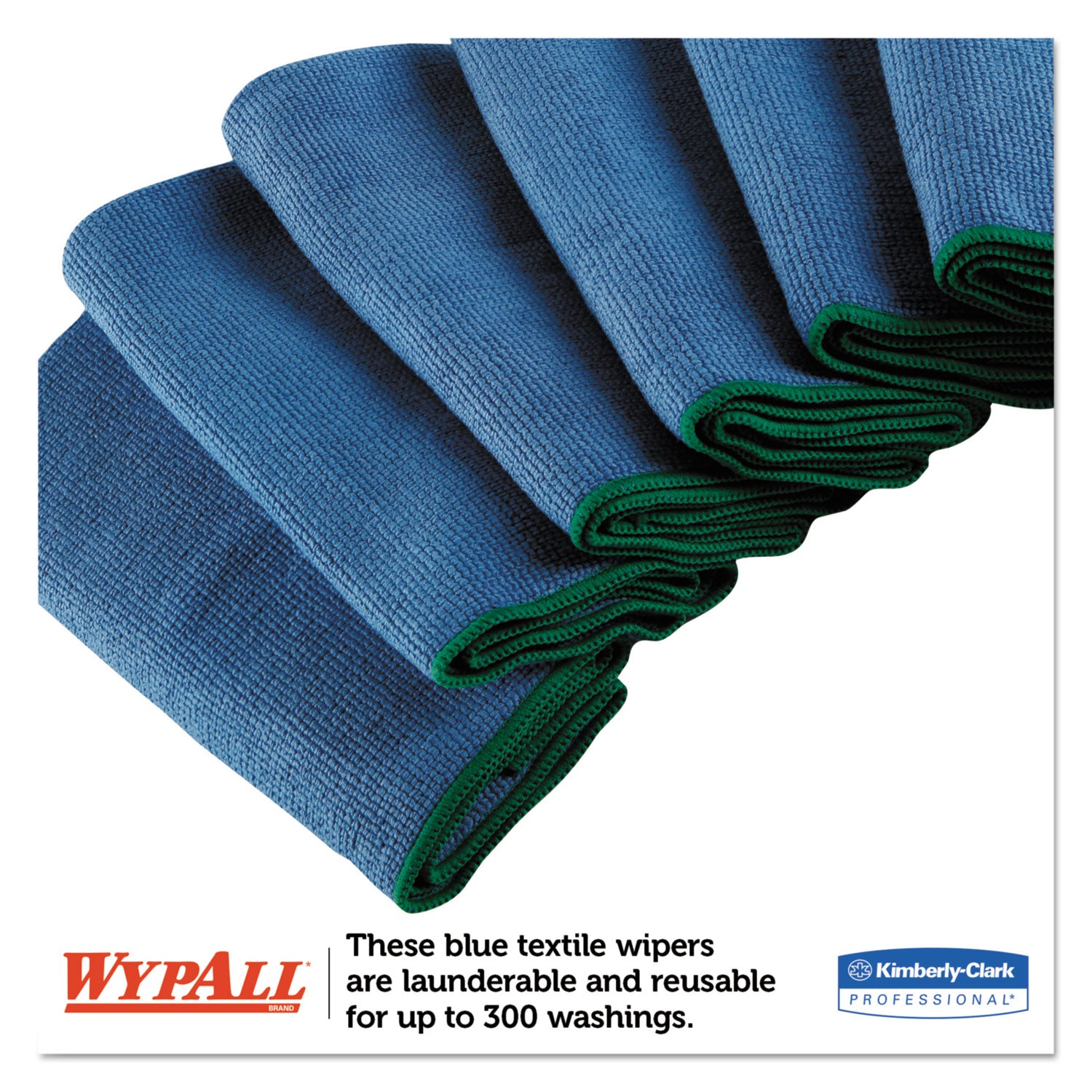 WypAll® Microfiber Cloths, Reusable, 15.75 x 15.75, Blue, 24/Carton