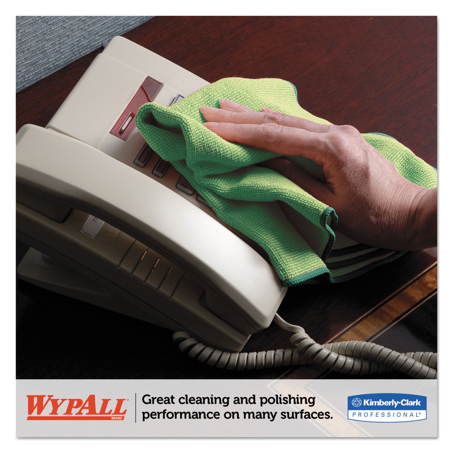 WypAll® Microfiber Cloths, Reusable, 15.75 x 15.75, Green, 24/Carton