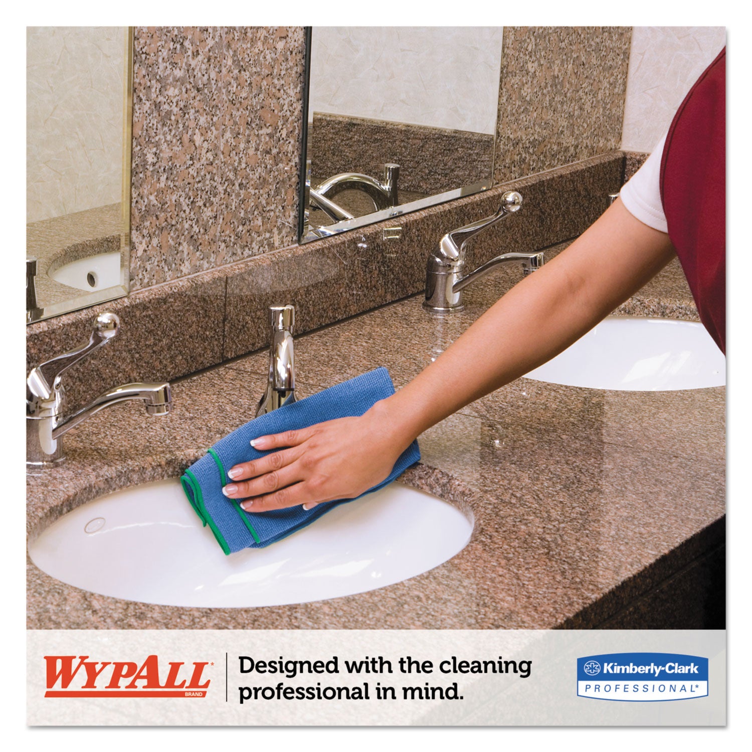 WypAll® Microfiber Cloths, Reusable, 15.75 x 15.75, Blue, 24/Carton