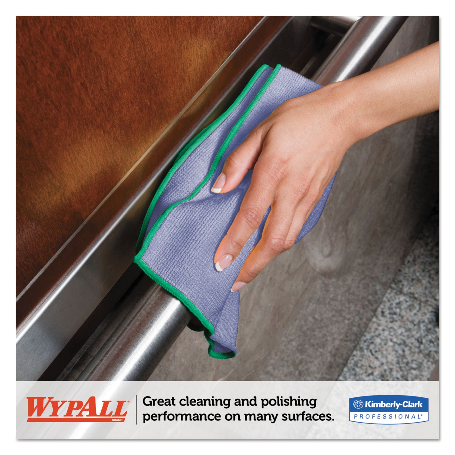 WypAll® Microfiber Cloths, Reusable, 15.75 x 15.75, Blue, 24/Carton