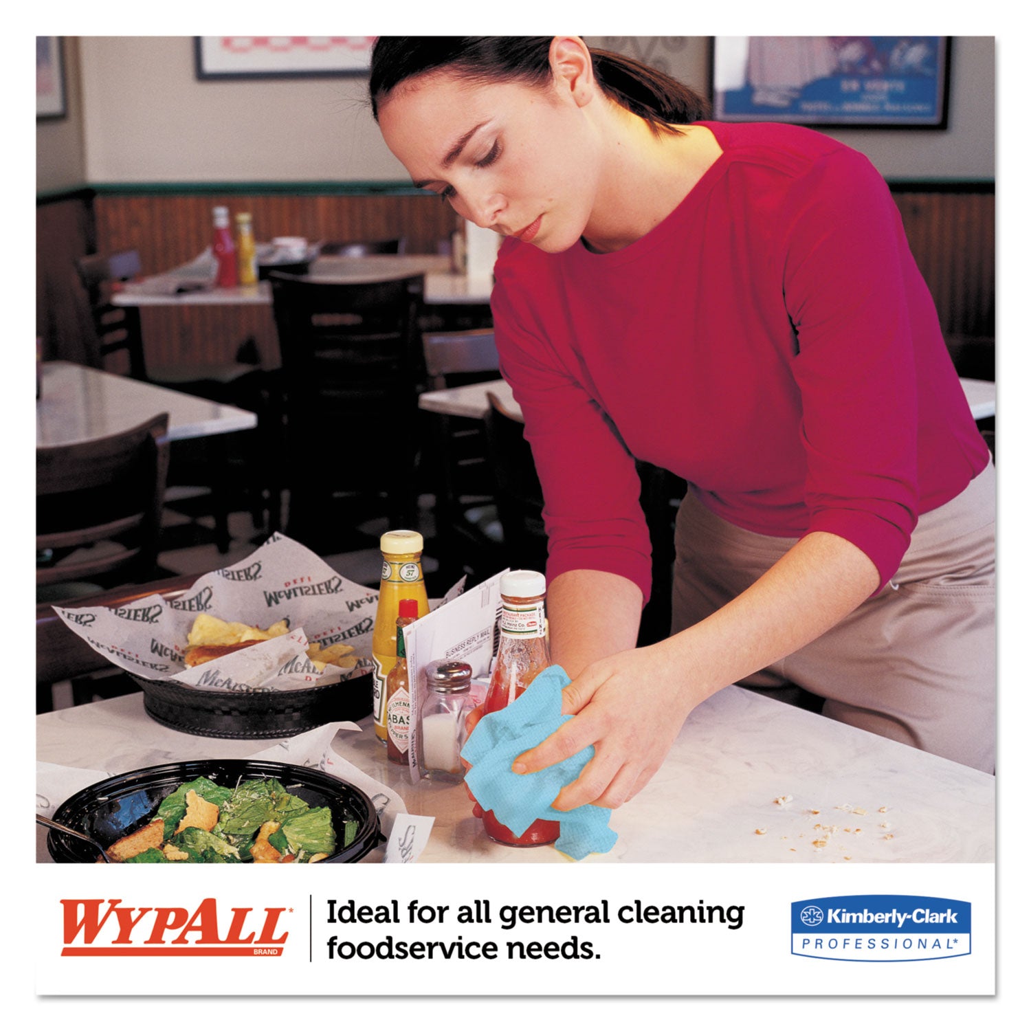 WypAll® X70 Foodservice Towels, 1/4 Fold, 12.5 x 23.5, Unscented, Blue, 300/Carton