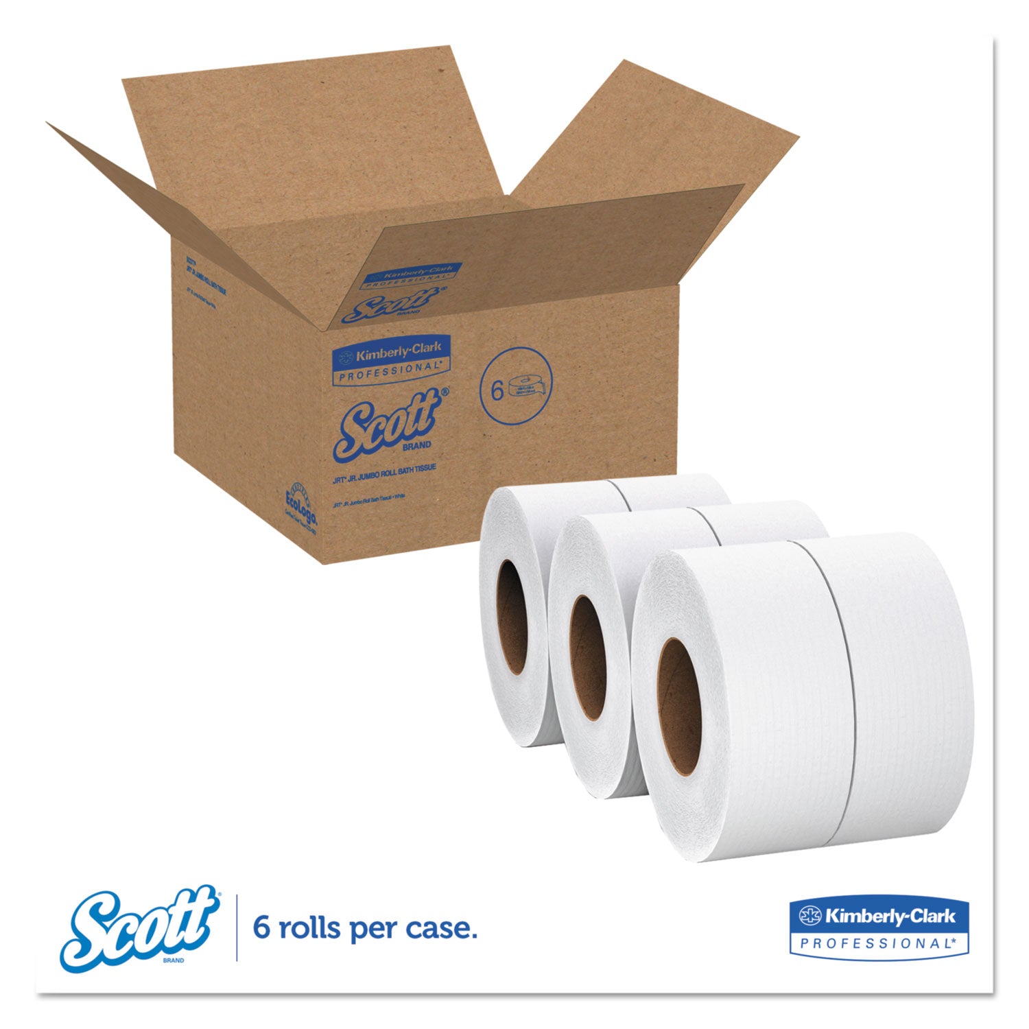 Scott® Essential JRT Extra Long Bathroom Tissue, Septic Safe, 2-Ply, White, 3.55" x 2,000 ft, 6 Rolls/Carton