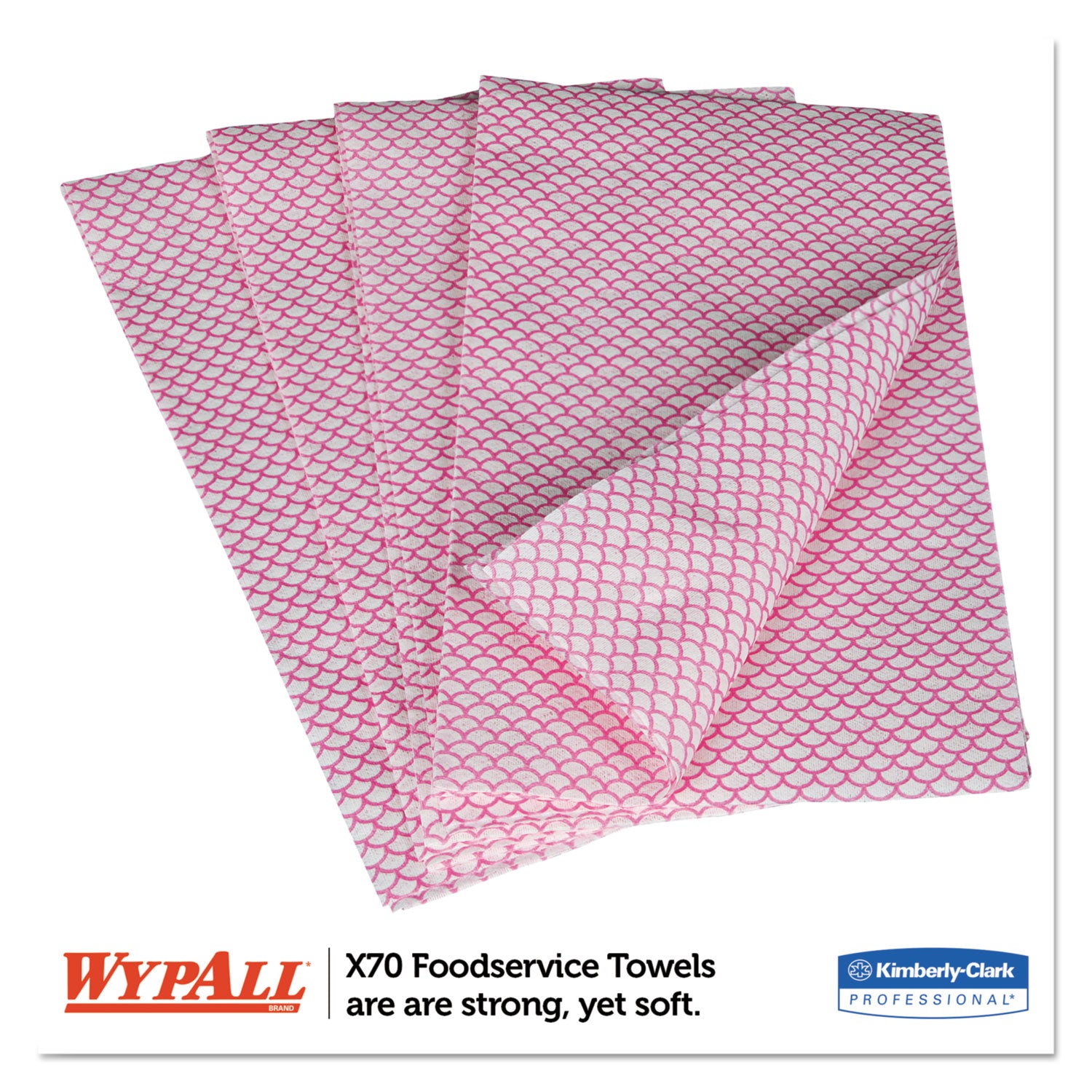 WypAll® X70 Wipers, 1-Ply, 12.5 x 23.2, Red, 300/Carton