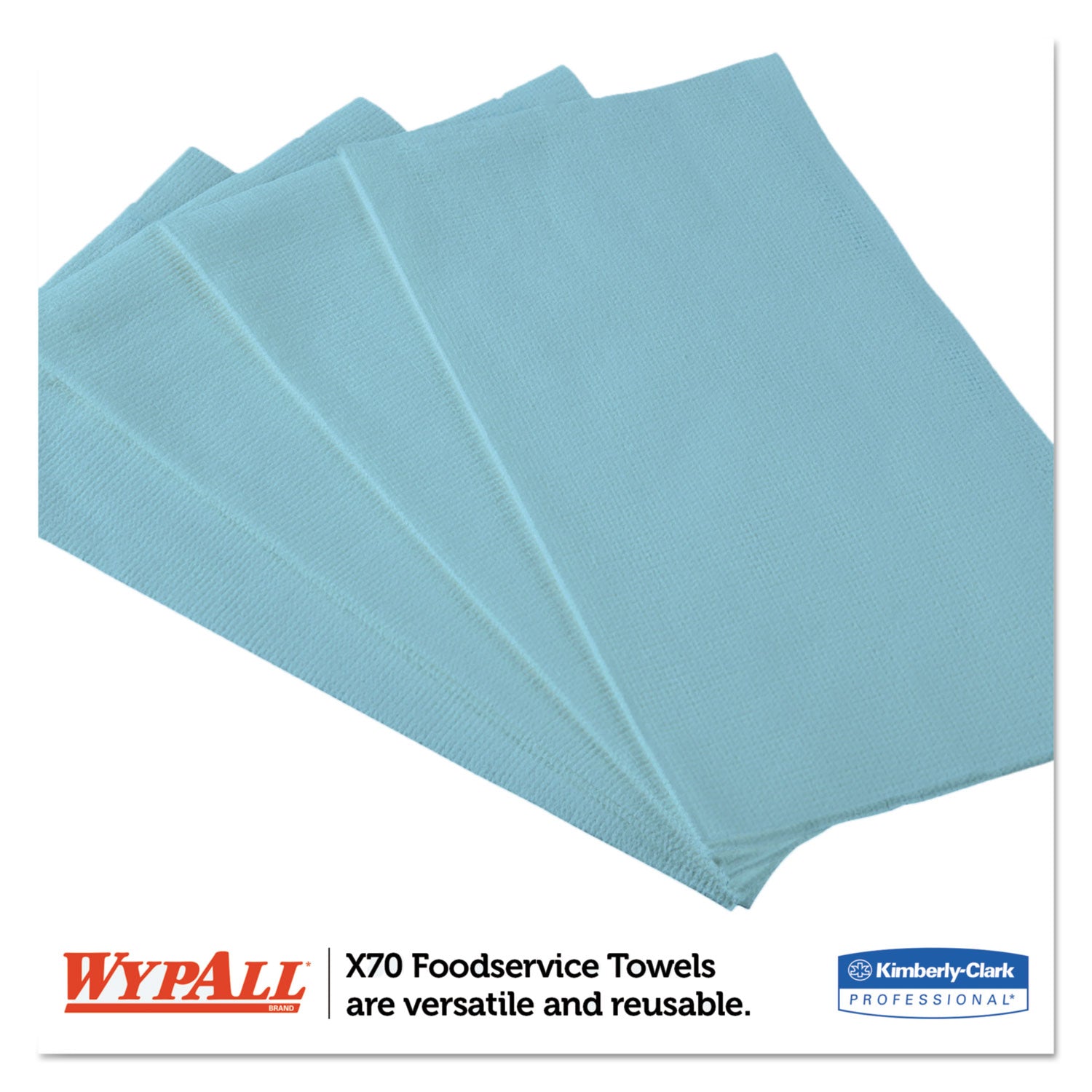 WypAll® X70 Foodservice Towels, 1/4 Fold, 12.5 x 23.5, Unscented, Blue, 300/Carton