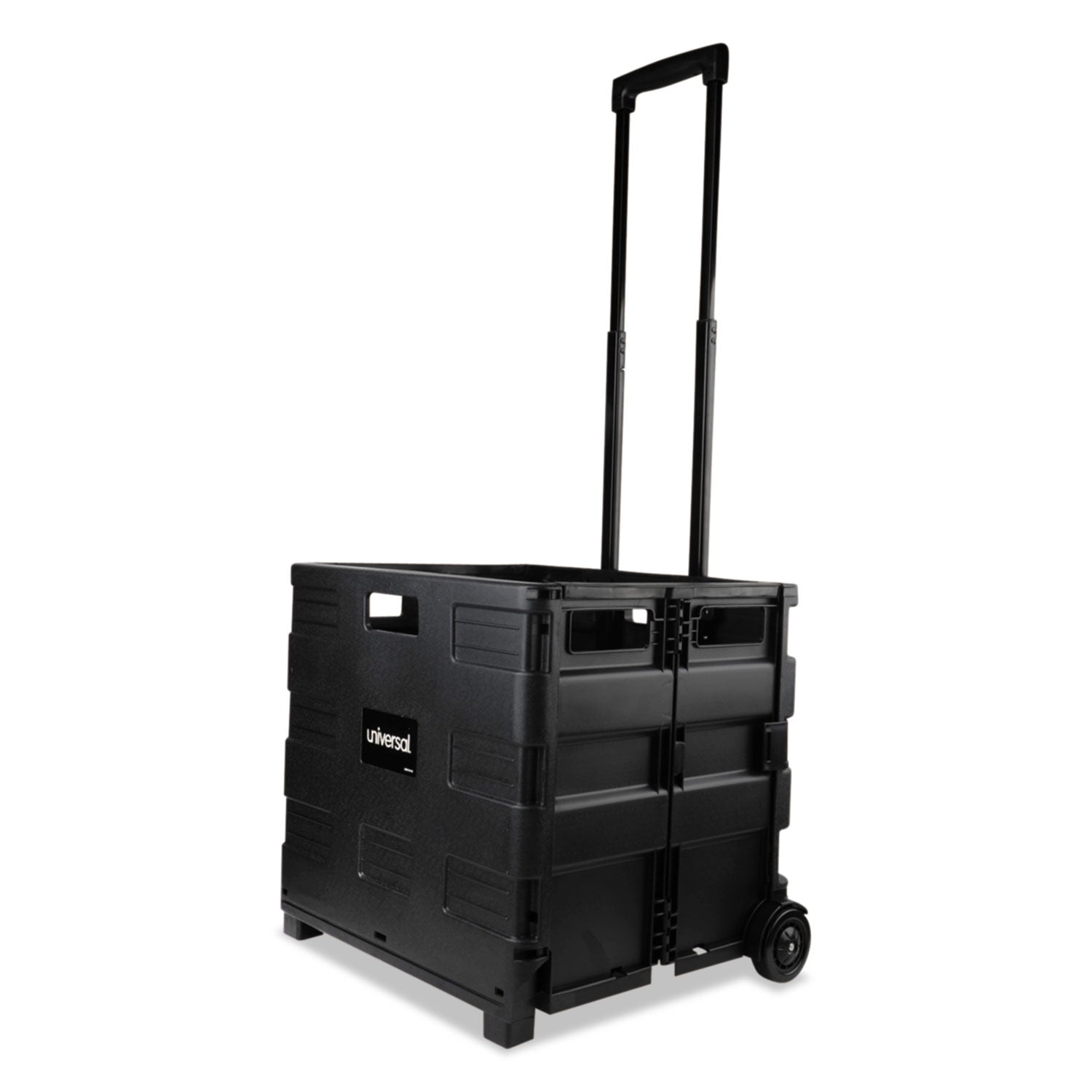 Universal® Collapsible Mobile Storage Crate, Plastic, 18.25 x 15 x 18.25 to 39.37, Black