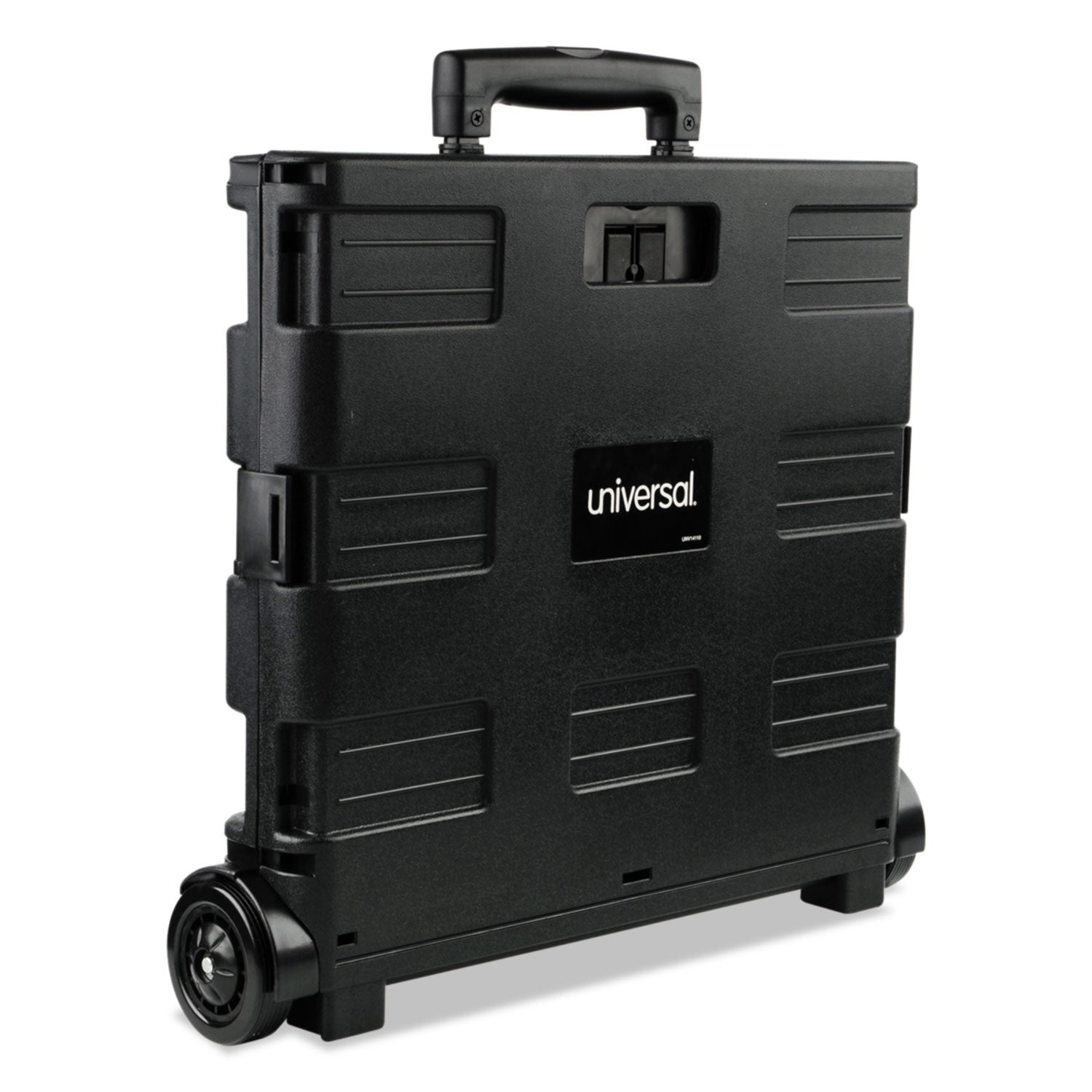 Universal® Collapsible Mobile Storage Crate, Plastic, 18.25 x 15 x 18.25 to 39.37, Black