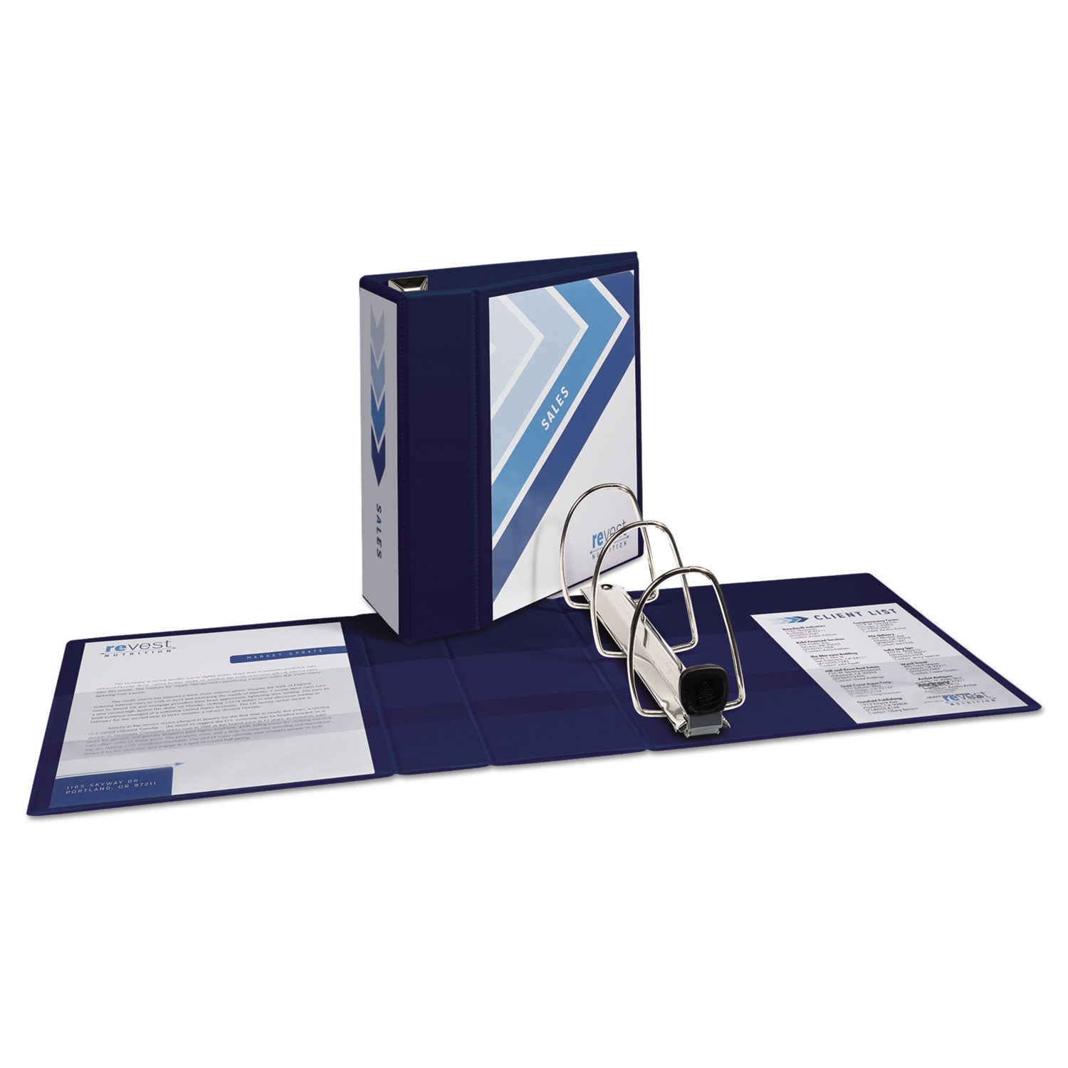 Avery® Heavy-Duty View Binder with DuraHinge and Locking One Touch EZD Rings, 3 Rings, 5" Capacity, 11 x 8.5, Navy Blue