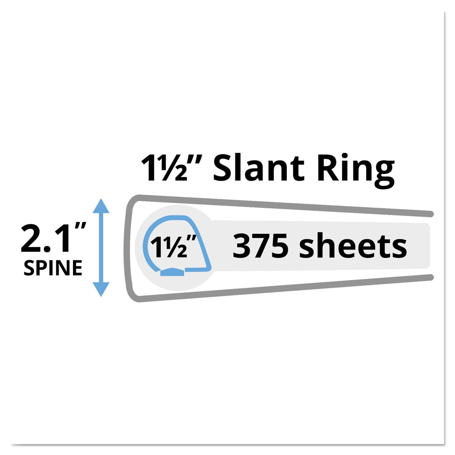 Avery® Heavy-Duty Non Stick View Binder with DuraHinge and Slant Rings, 3 Rings, 1.5" Capacity, 11 x 8.5, Light Blue, (5401)