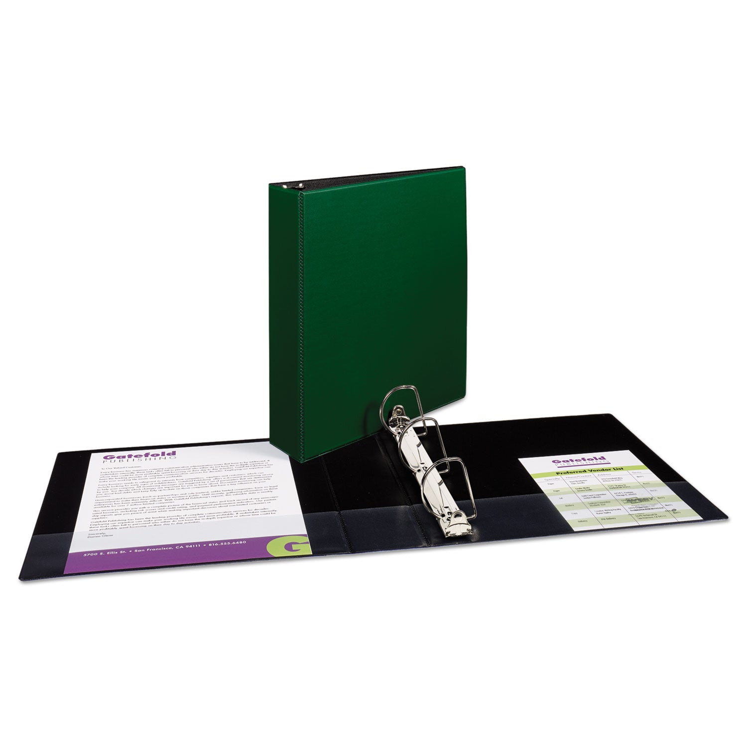 Avery® Durable Non-View Binder with DuraHinge and Slant Rings, 3 Rings, 2" Capacity, 11 x 8.5, Green