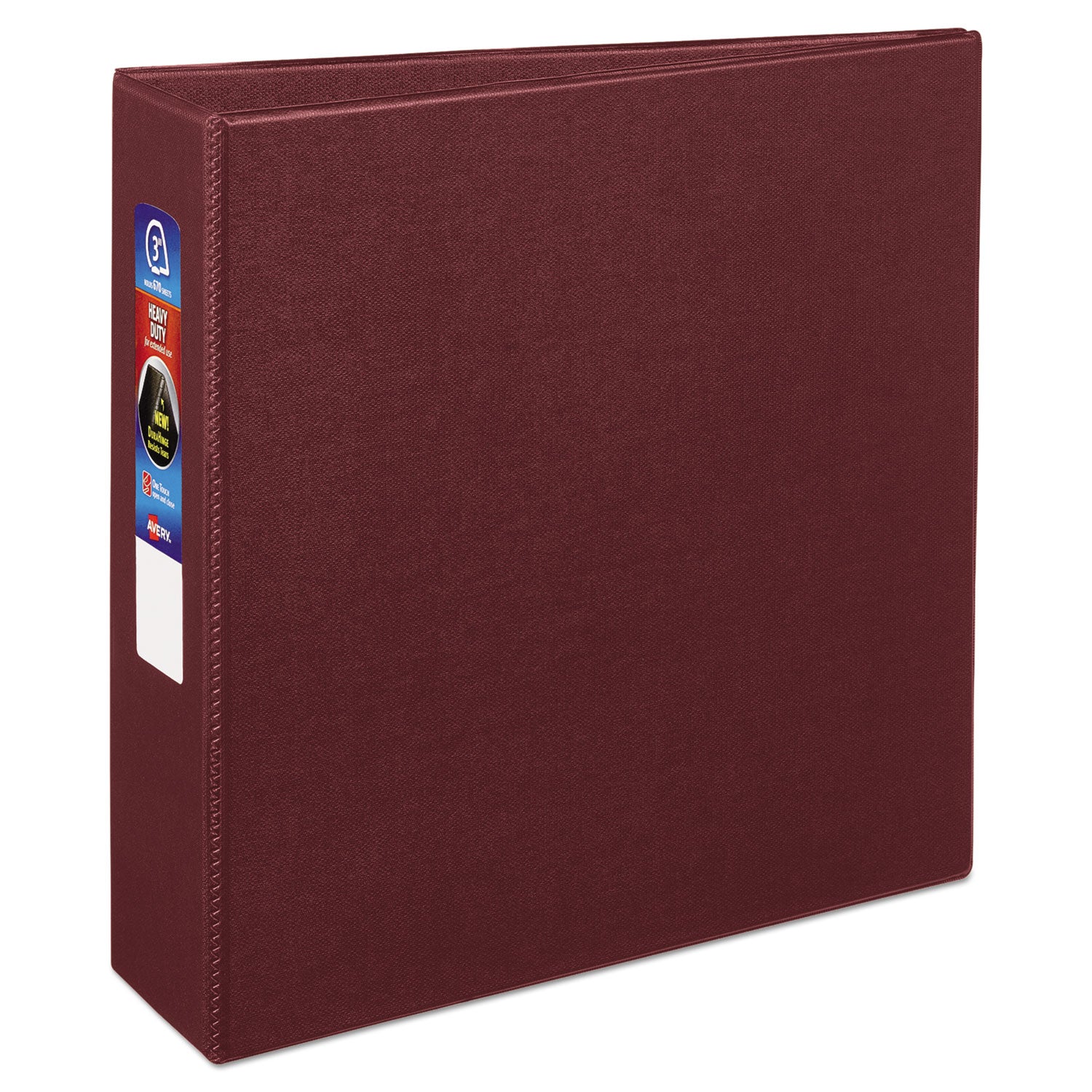 Avery® Heavy-Duty Non-View Binder with DuraHinge and Locking One Touch EZD Rings, 3 Rings, 3" Capacity, 11 x 8.5, Maroon