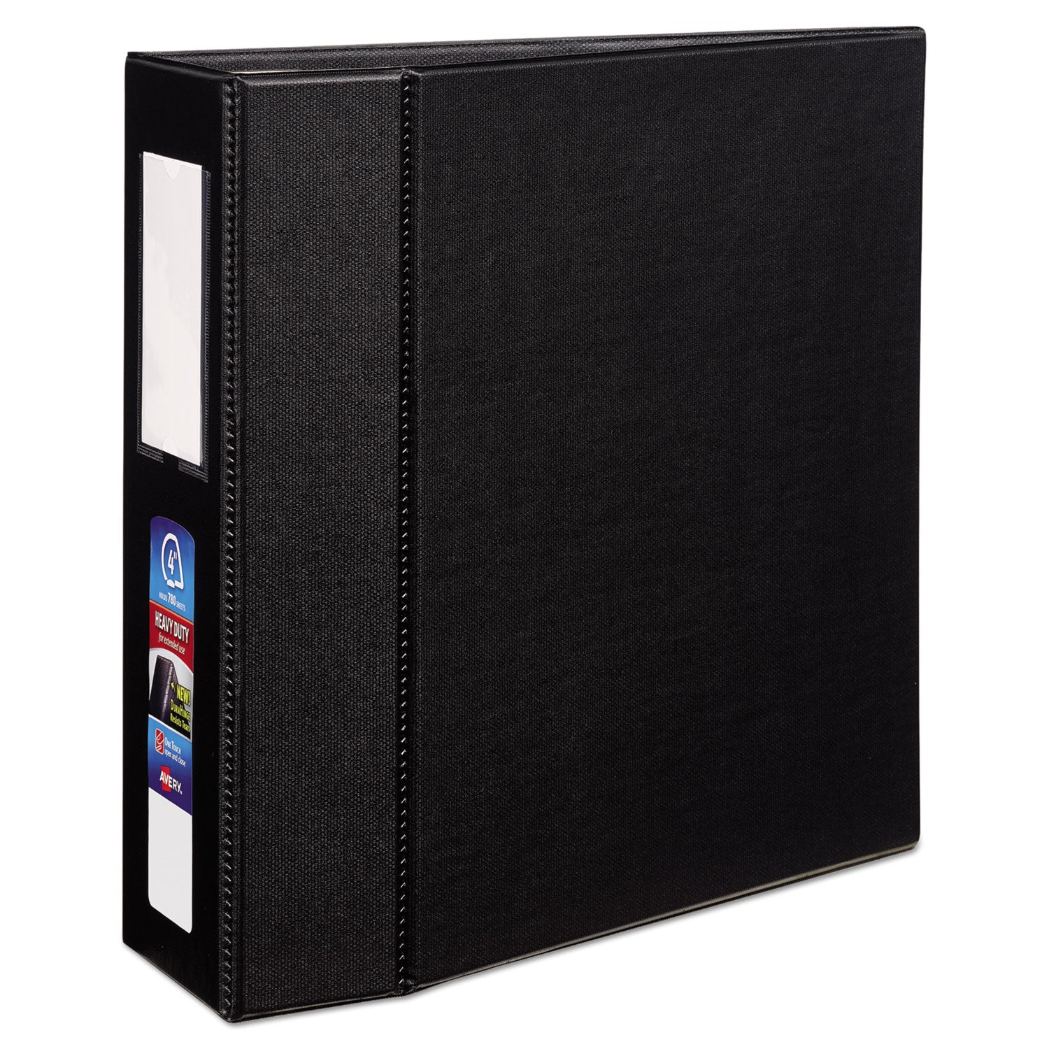 Avery® Heavy-Duty Non-View Binder with DuraHinge, Three Locking One Touch EZD Rings and Spine Label, 4" Capacity, 11 x 8.5, Black