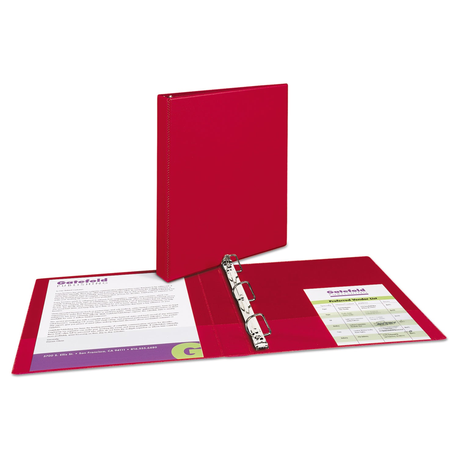 Avery® Durable Non-View Binder with DuraHinge and Slant Rings, 3 Rings, 1" Capacity, 11 x 8.5, Red