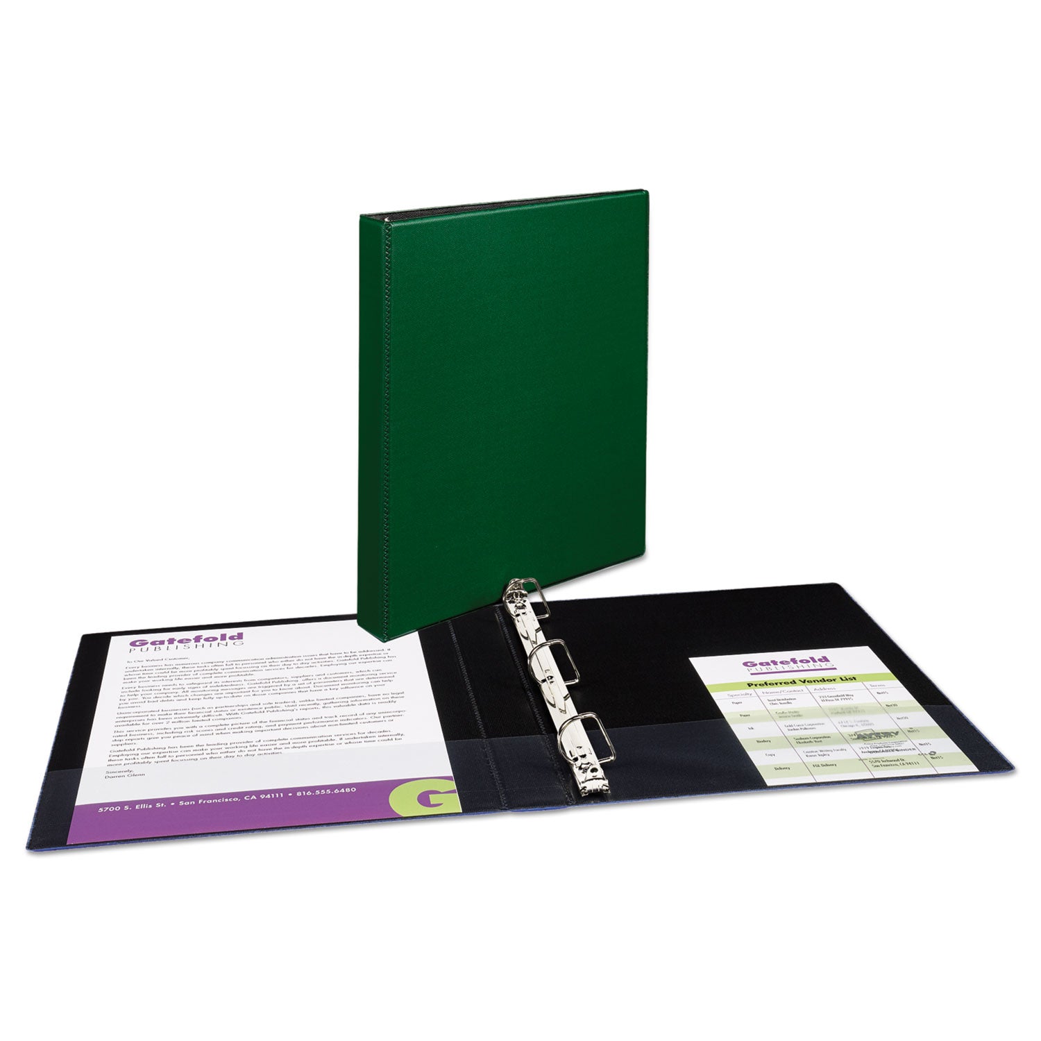 Avery® Durable Non-View Binder with DuraHinge and Slant Rings, 3 Rings, 1" Capacity, 11 x 8.5, Green