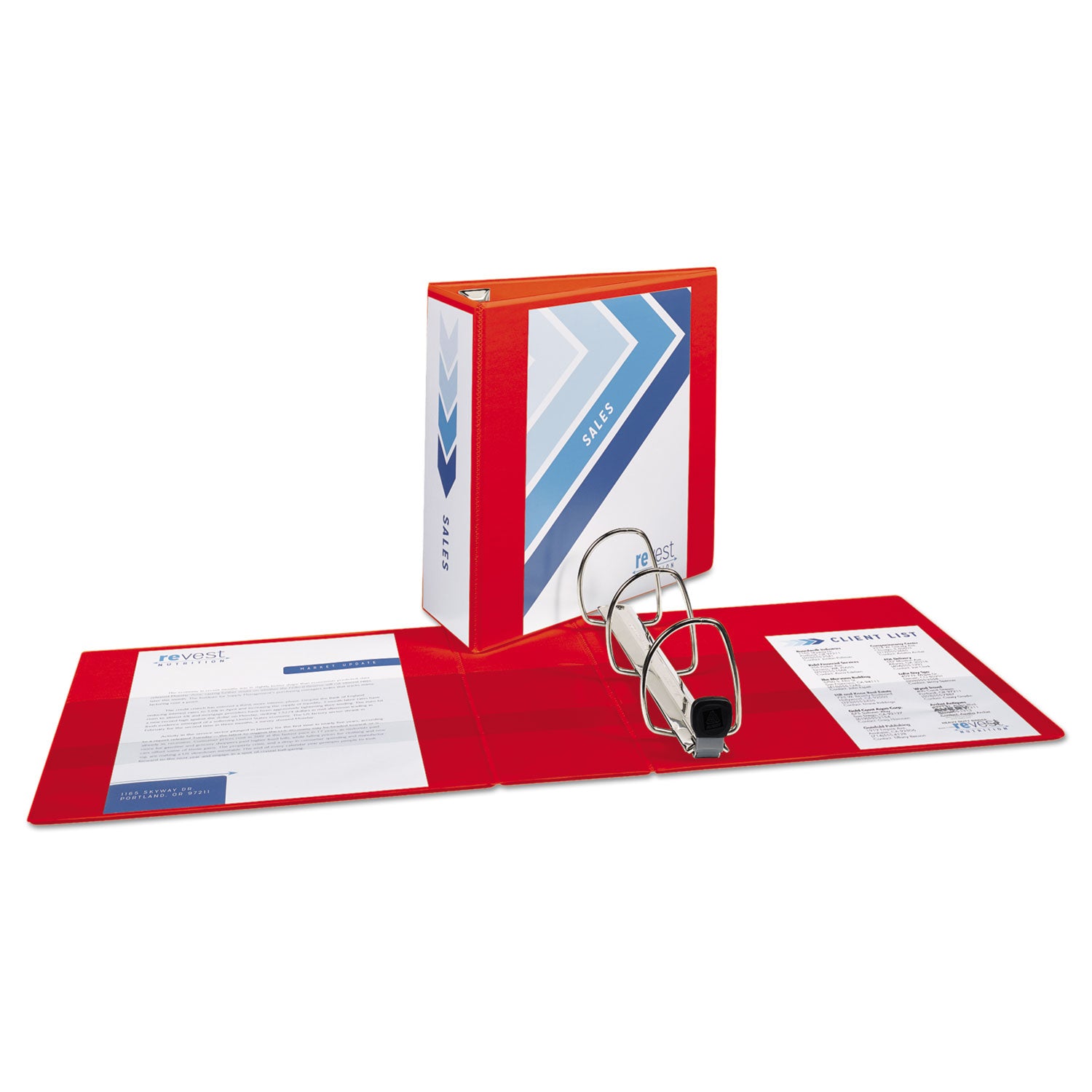 Avery® Heavy-Duty View Binder with DuraHinge and Locking One Touch EZD Rings, 3 Rings, 4" Capacity, 11 x 8.5, Red