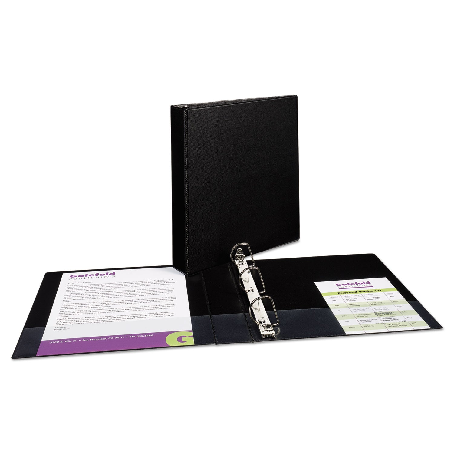 Avery® Durable Non-View Binder with DuraHinge and Slant Rings, 3 Rings, 1.5" Capacity, 11 x 8.5, Black