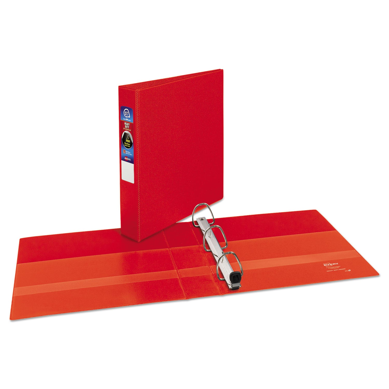 Avery® Heavy-Duty Non-View Binder with DuraHinge and One Touch EZD Rings, 3 Rings, 1.5" Capacity, 11 x 8.5, Red