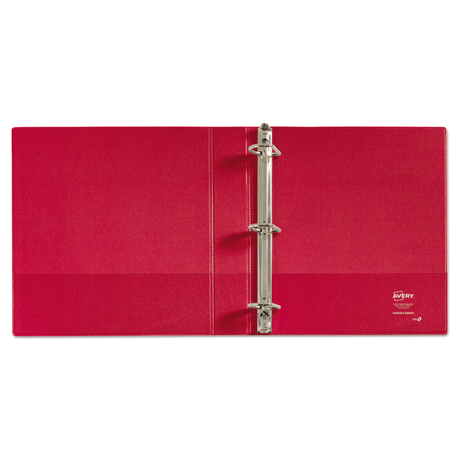 Avery® Durable Non-View Binder with DuraHinge and Slant Rings, 3 Rings, 1.5" Capacity, 11 x 8.5, Red