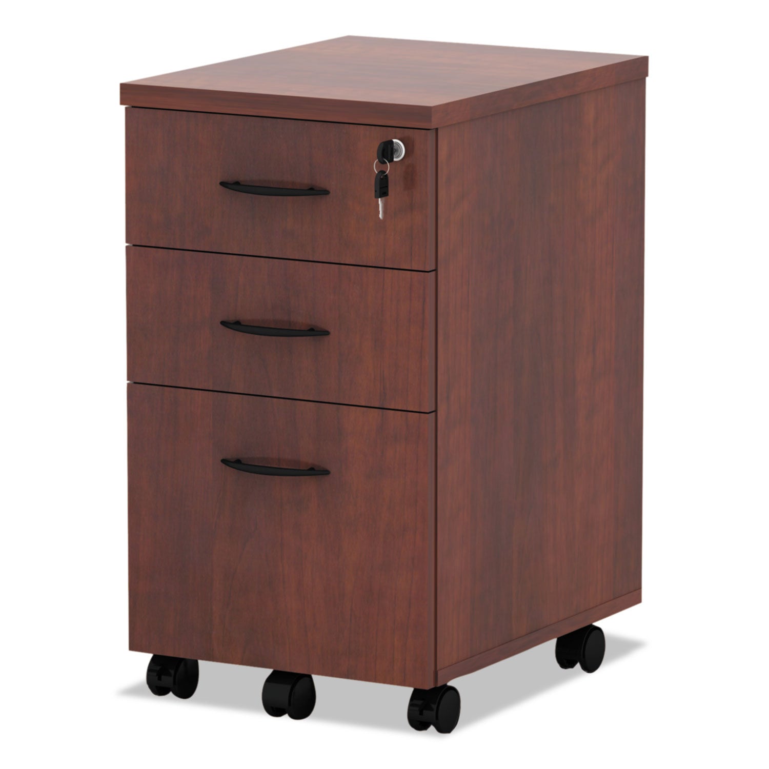 Alera® Alera Valencia Series Mobile Pedestal File, Left/Right, 3-Drawer: Box/Box/File, Legal/Letter, Cherry, 15.88" x 20.5" x 28.38"