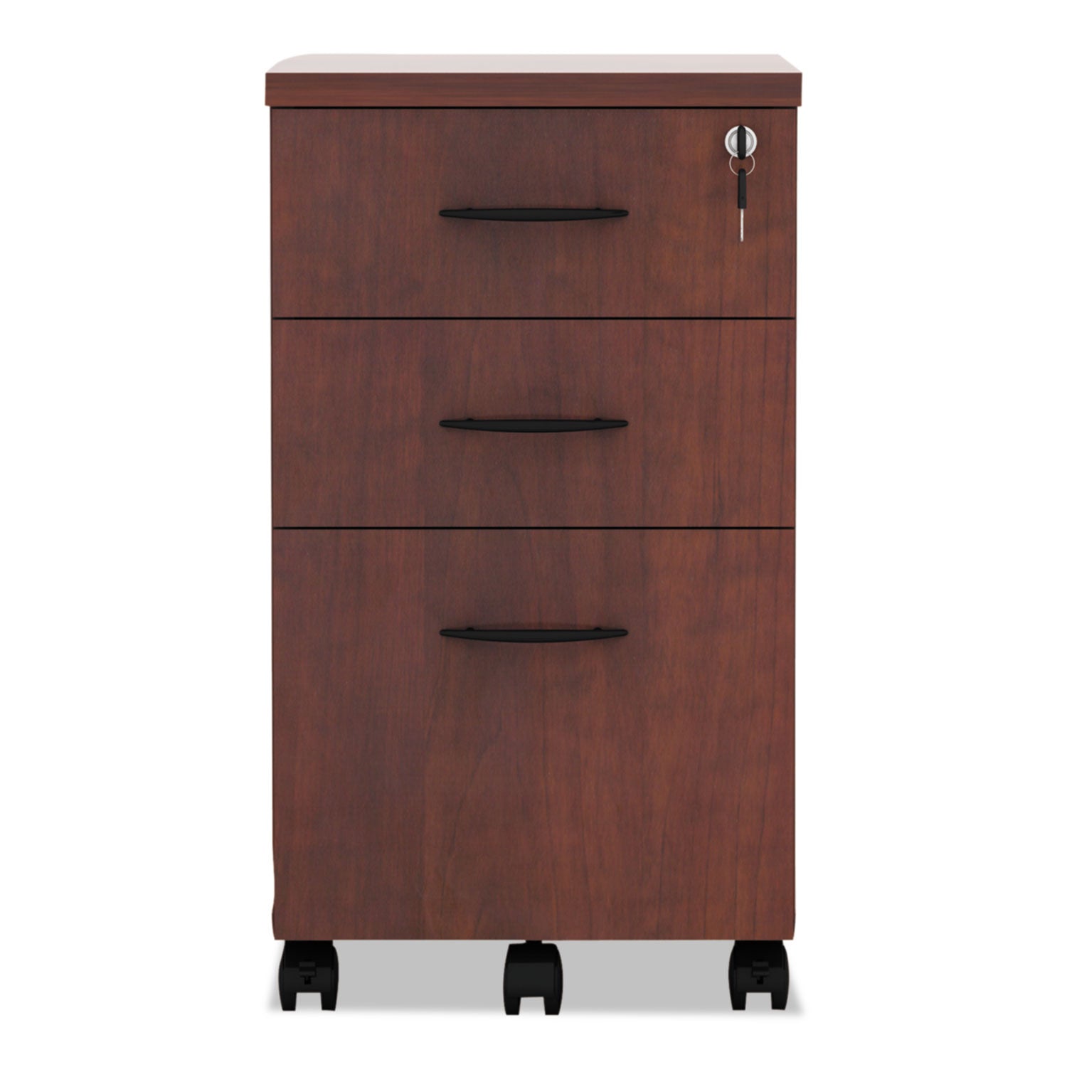 Alera® Alera Valencia Series Mobile Pedestal File, Left/Right, 3-Drawer: Box/Box/File, Legal/Letter, Cherry, 15.88" x 20.5" x 28.38"