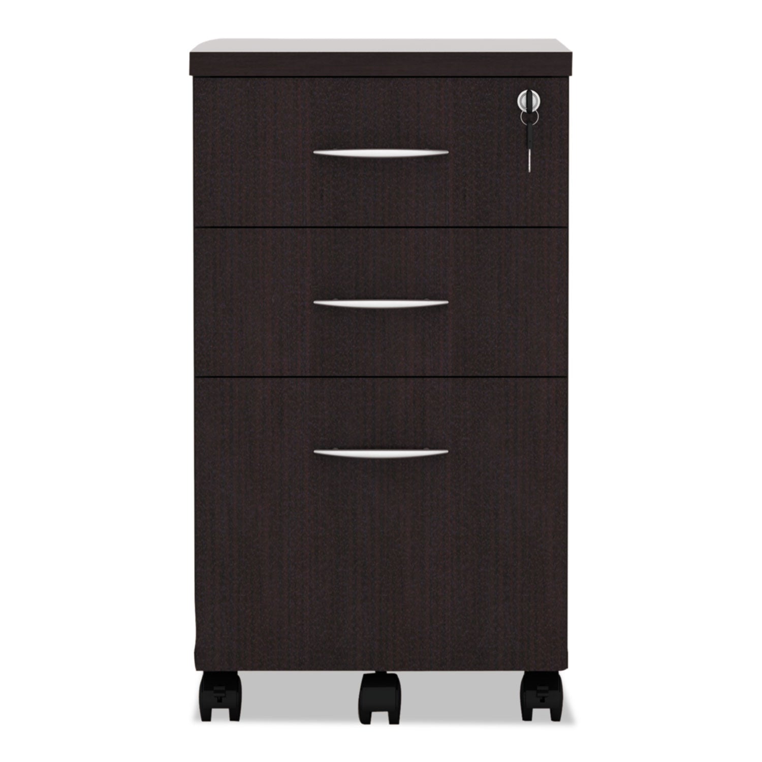 Alera® Alera Valencia Series Mobile Pedestal File, Left/Right, 3-Drawer: Box/Box/File, Legal/Letter, Espresso, 15.88 x 20.5 x 28.38