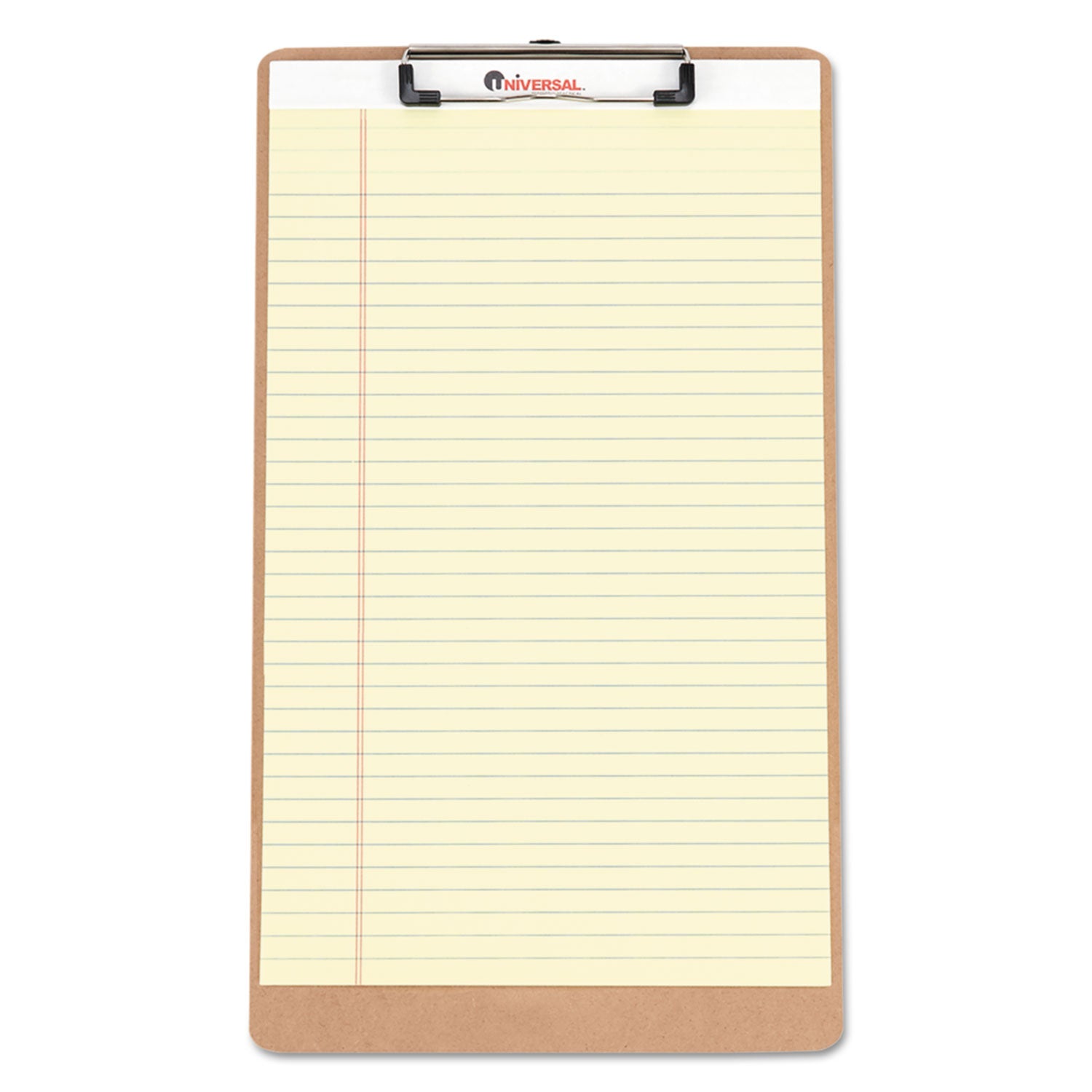 Universal® Hardboard Clipboard with Low-Profile Clip, 0.5" Clip Capacity, Holds 8.5 x 14 Sheets, Brown, 3/Pack