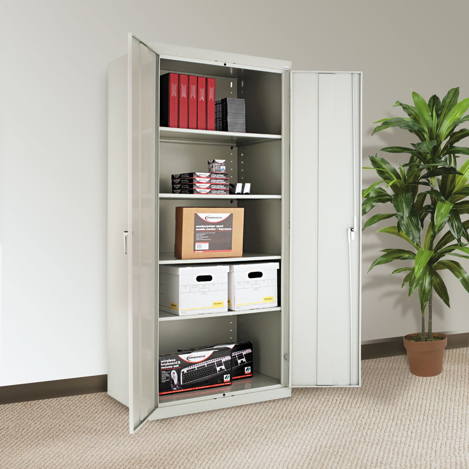 Alera® Assembled 78" High Heavy-Duty Welded Storage Cabinet, Four Adjustable Shelves, 36w x 24d, Light Gray