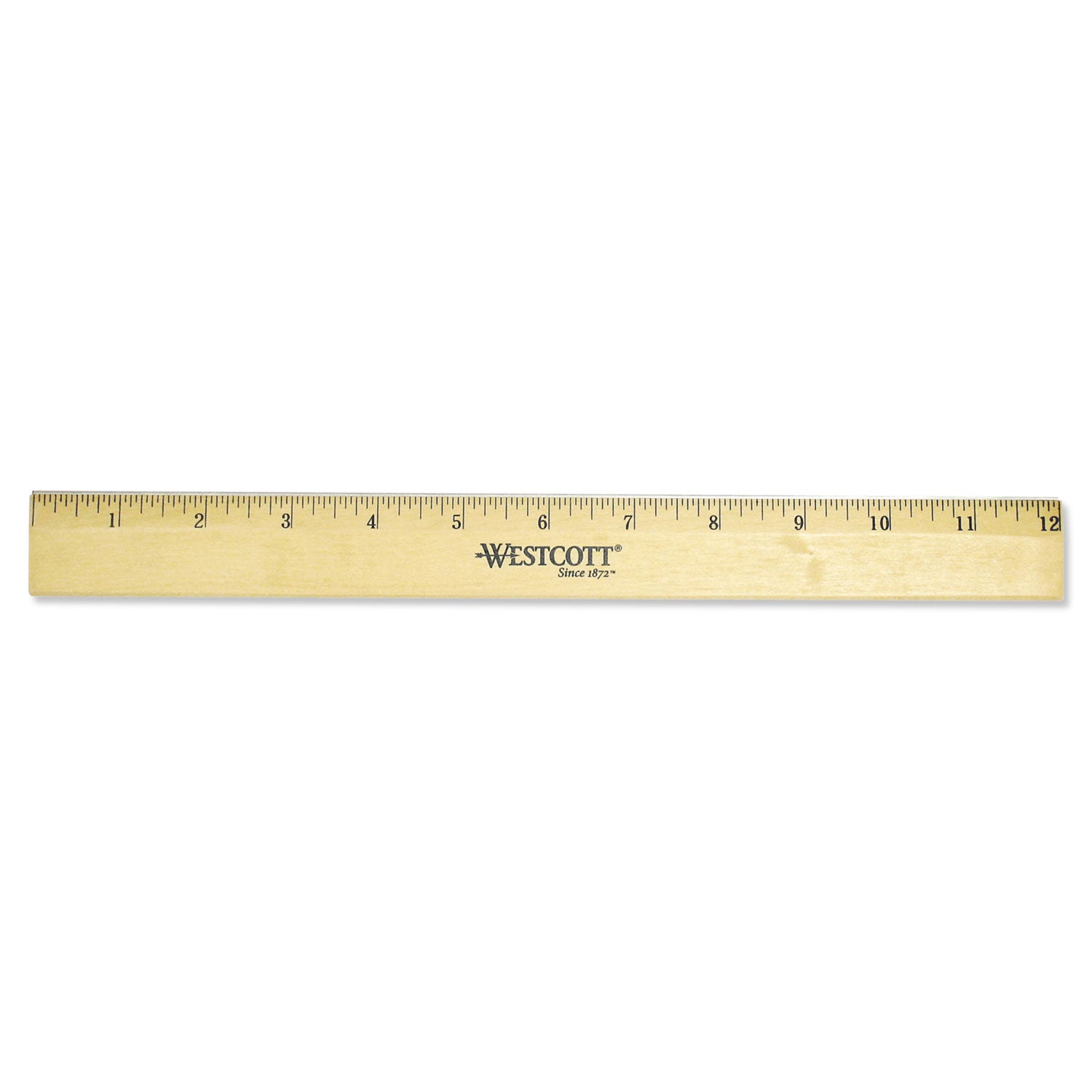 Wood Ruler with Single Metal Edge, Standard, 12" Long