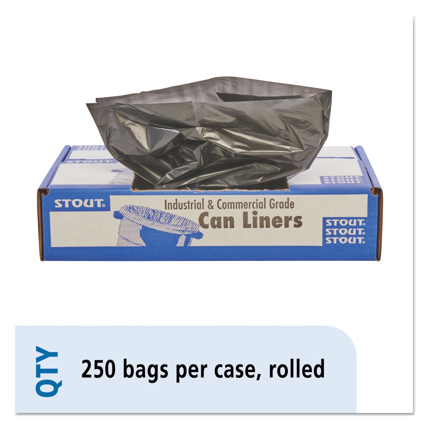 Total Recycled Content Plastic Trash Bags, 10 gal, 1 mil, 24" x 24", Black/Brown, 250/Carton