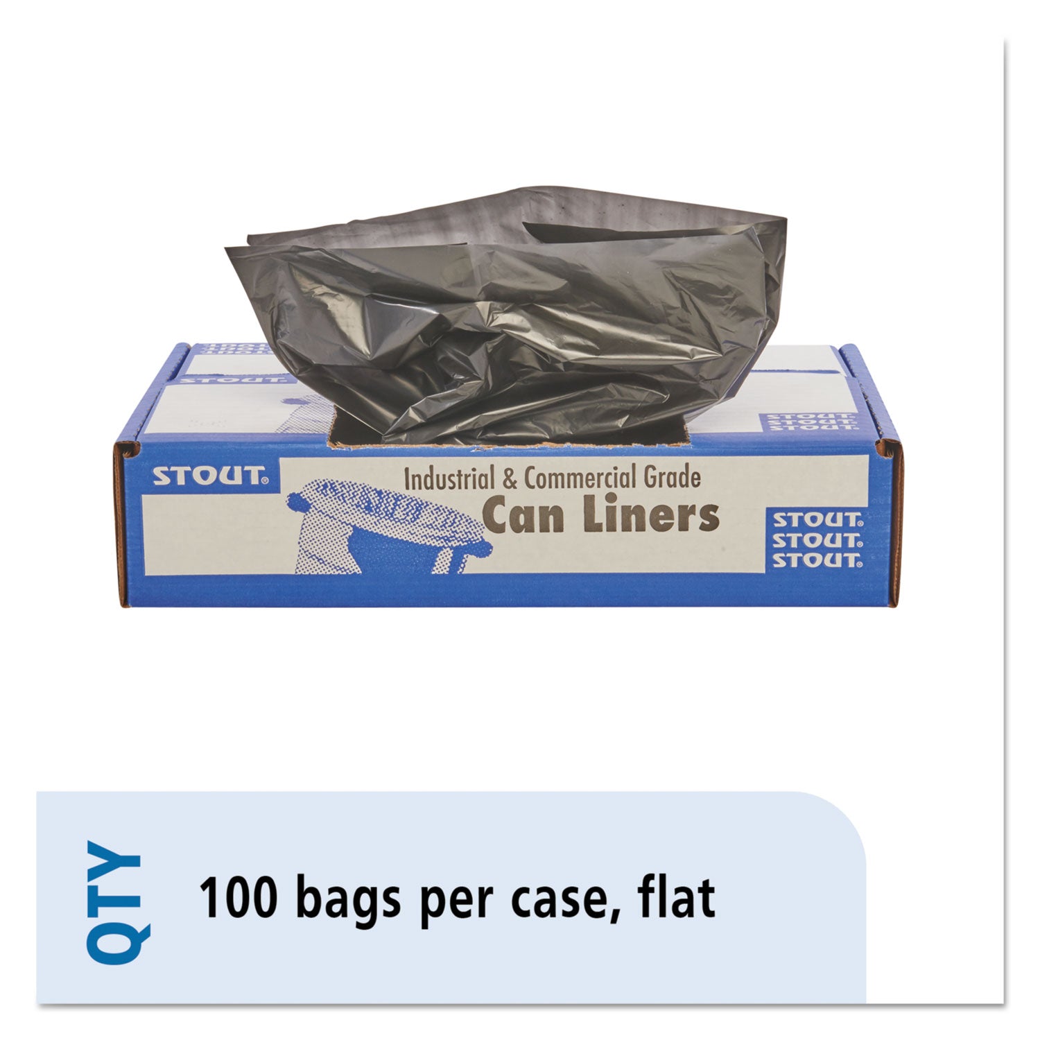 Total Recycled Content Plastic Trash Bags, 30 gal, 1.3 mil, 30" x 39", Black/Brown, 100/Carton