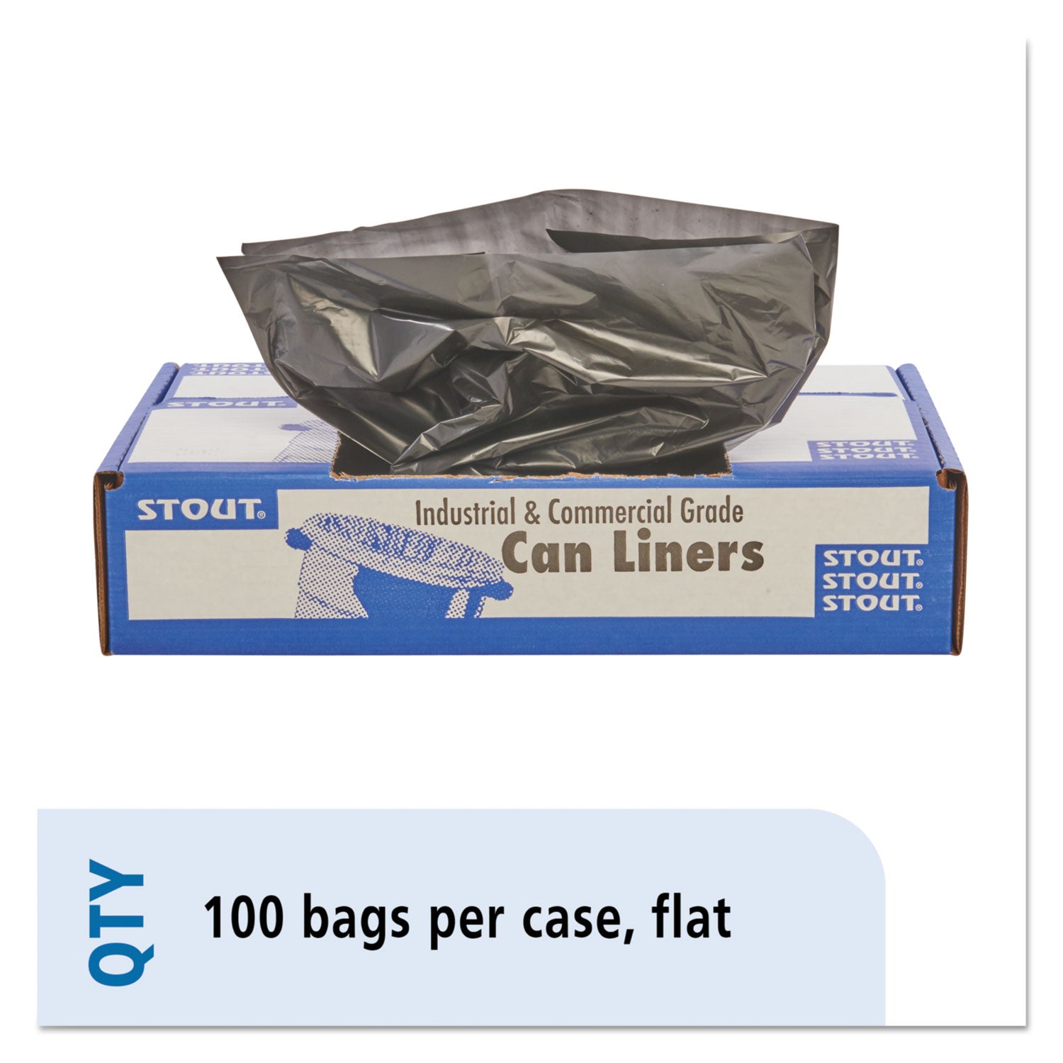 Total Recycled Content Plastic Trash Bags, 33 gal, 1.3 mil, 33" x 40", Black/Brown, 100/Carton