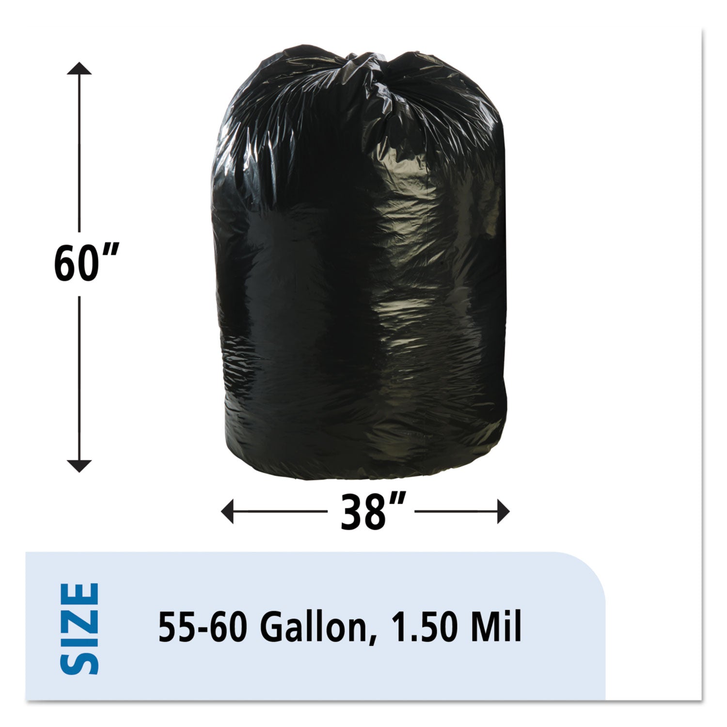 Stout® by Envision™ Total Recycled Content Plastic Trash Bags, 60 gal, 1.5 mil, 38" x 60", Black/Brown, 100/Carton