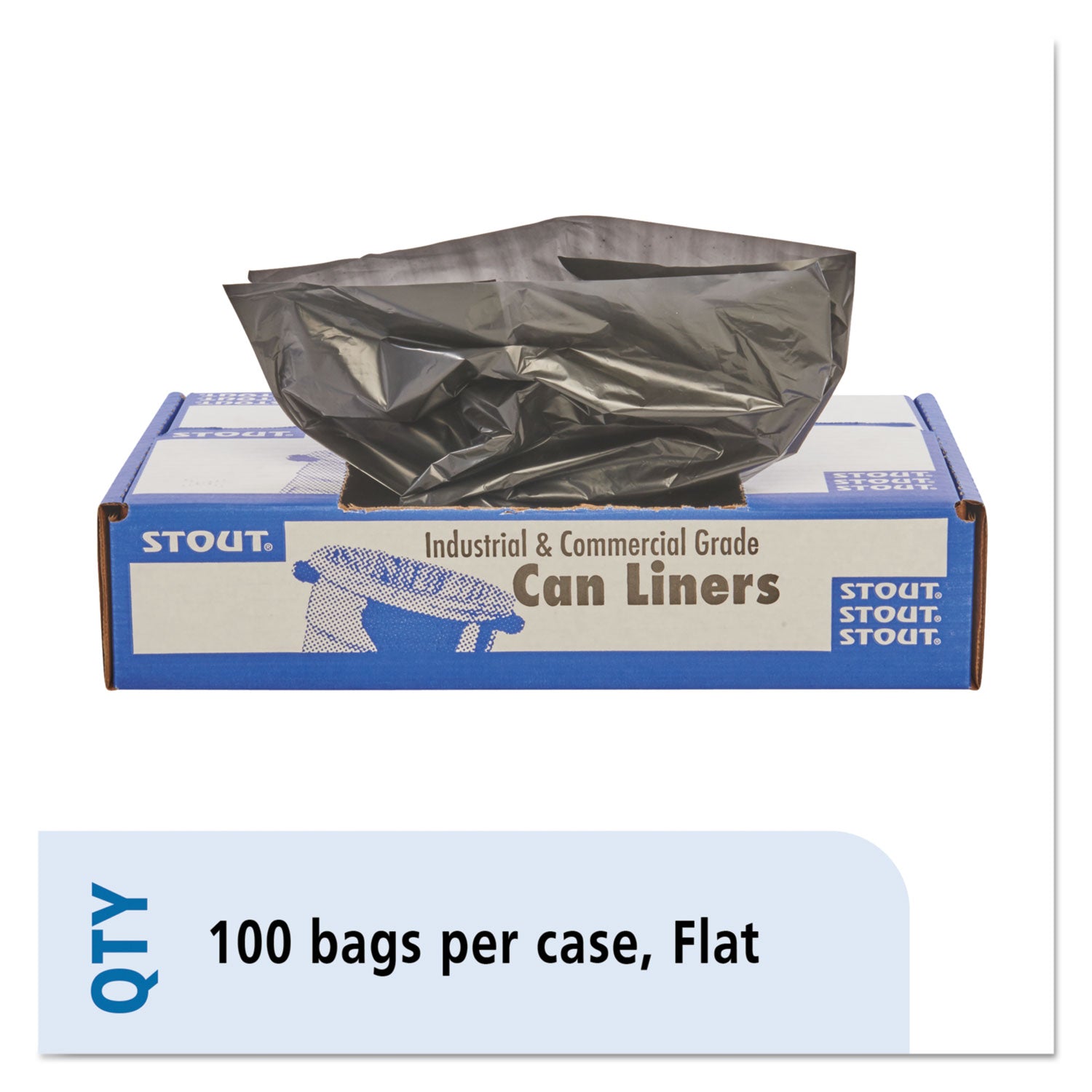 Total Recycled Content Plastic Trash Bags, 65 gal, 1.5 mil, 50" x 51", Black/Brown, 100/Carton