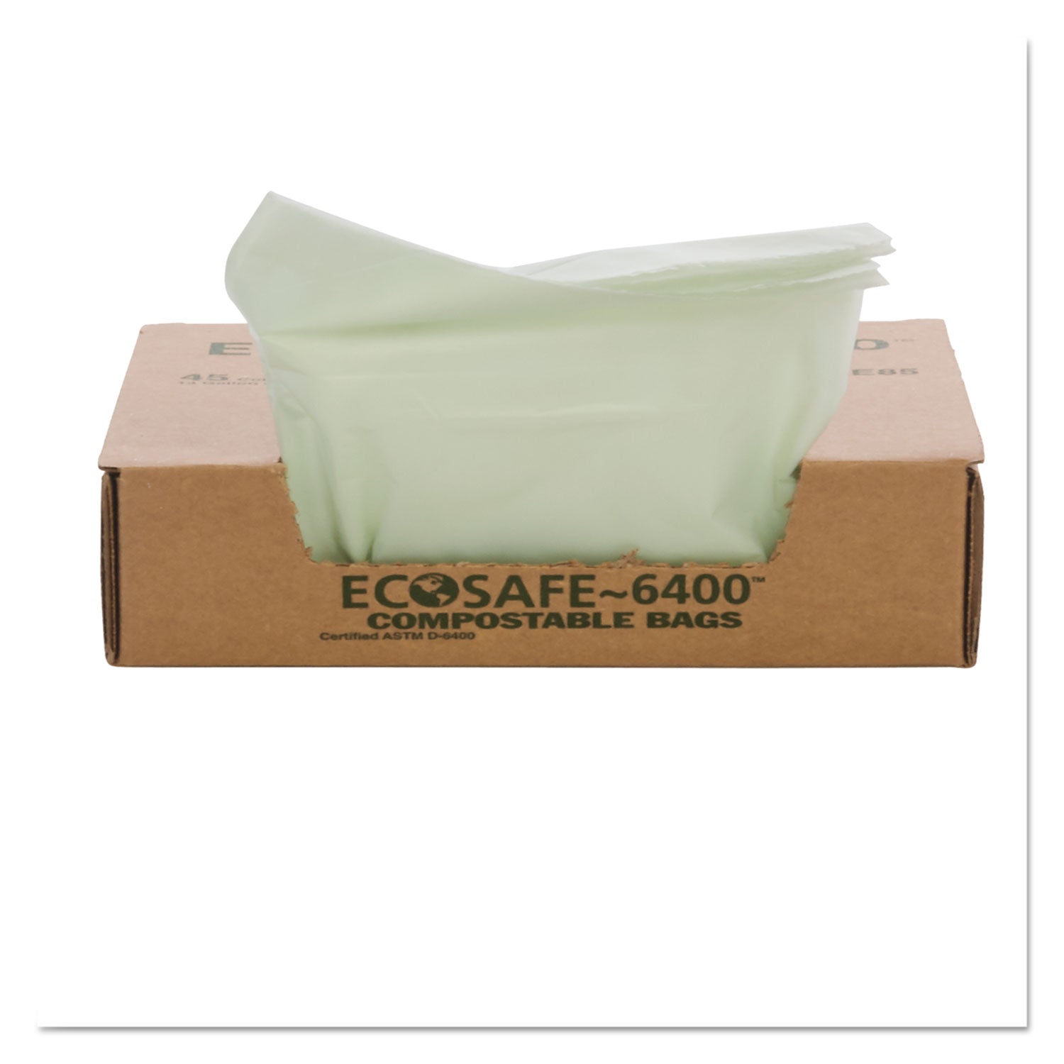 Stout® by Envision™ EcoSafe-6400 Bags, 32 gal, 0.85 mil, 33" x 48", Green, 50/Box