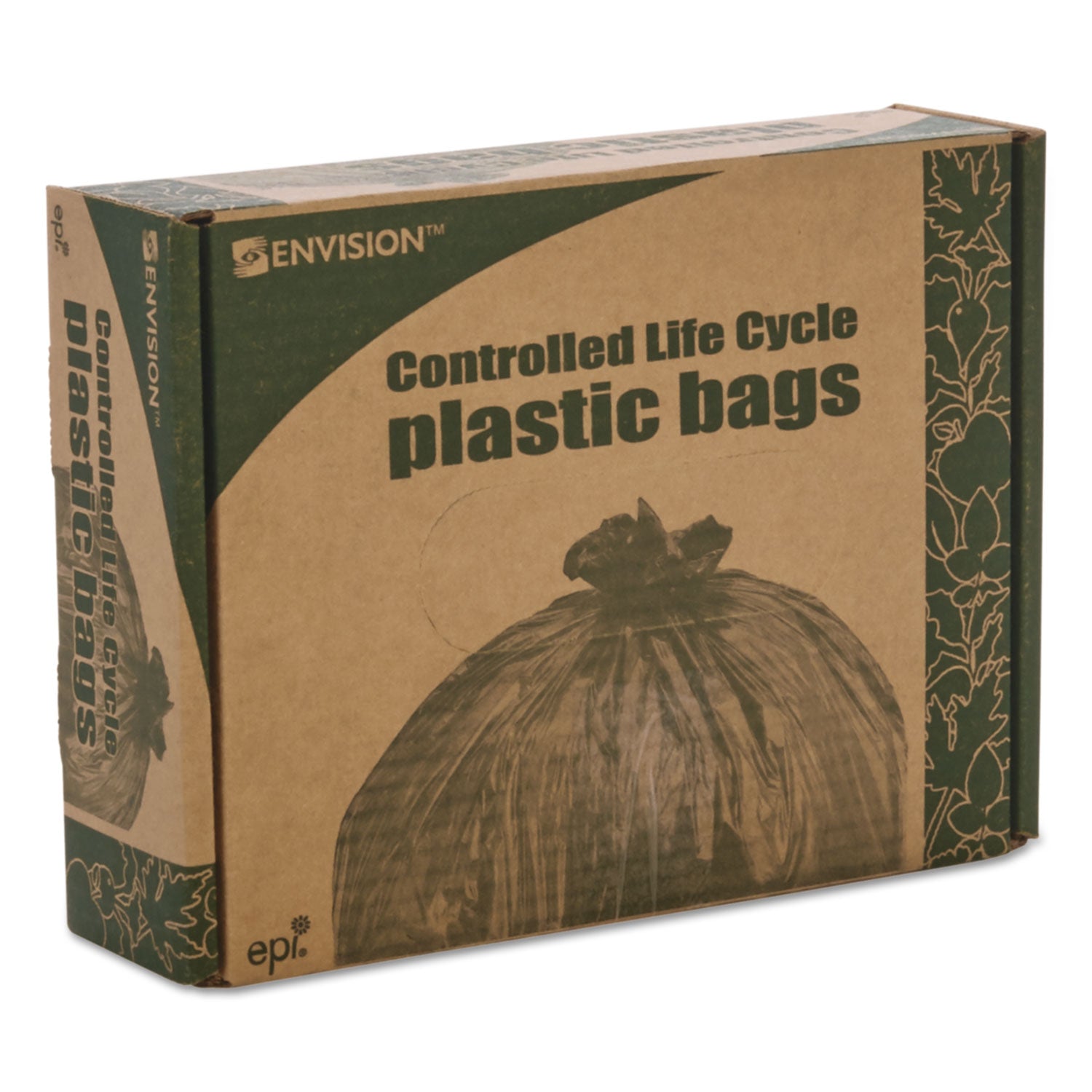 Stout® by Envision™ Controlled Life-Cycle Plastic Trash Bags, 13 gal, 0.7 mil, 24" x 30", White, 120/Box