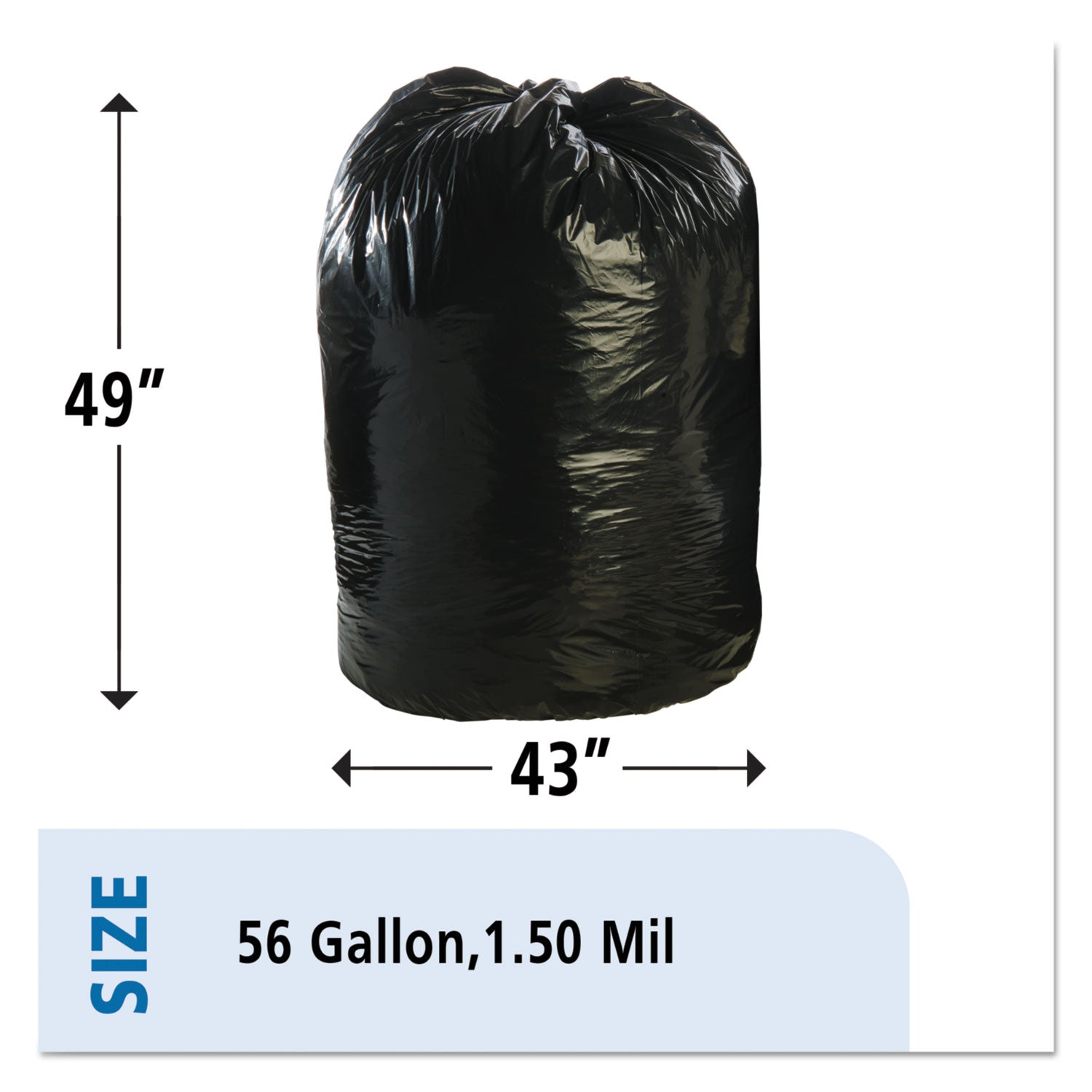 Stout® by Envision™ Total Recycled Content Plastic Trash Bags, 56 gal, 1.5 mil, 43" x 49", Black/Brown, 100/Carton