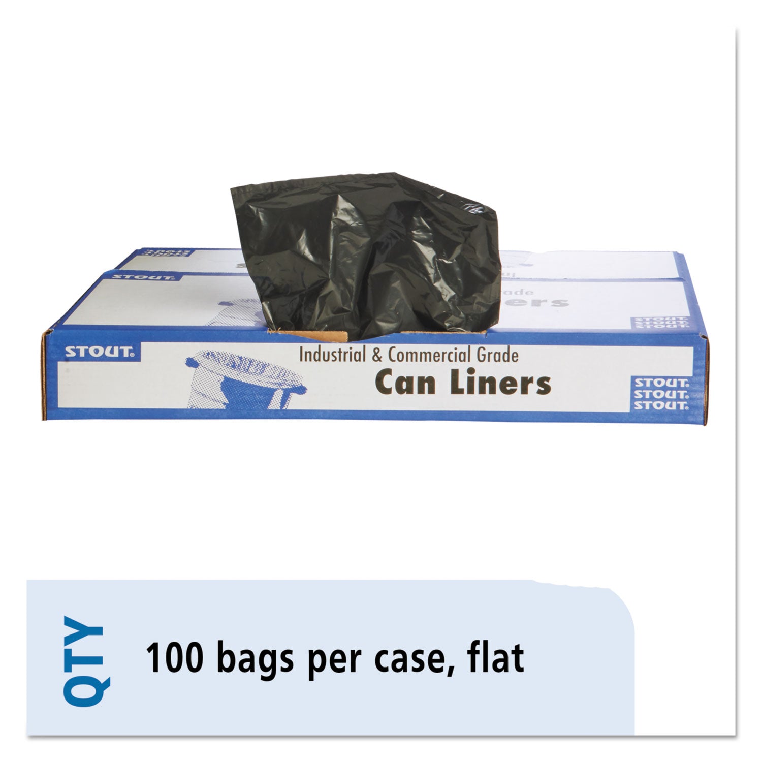 Total Recycled Content Plastic Trash Bags, 60 gal, 1.5 mil, 38" x 60", Black/Brown, 100/Carton