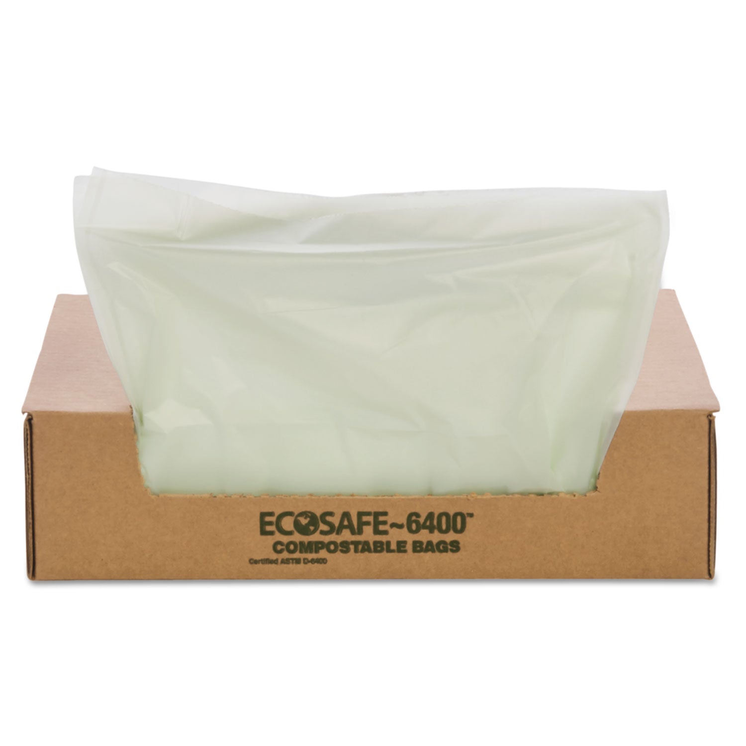 Stout® by Envision™ EcoSafe-6400 Bags, 48 gal, 0.85 mil, 42" x 48", Green, 40/Box