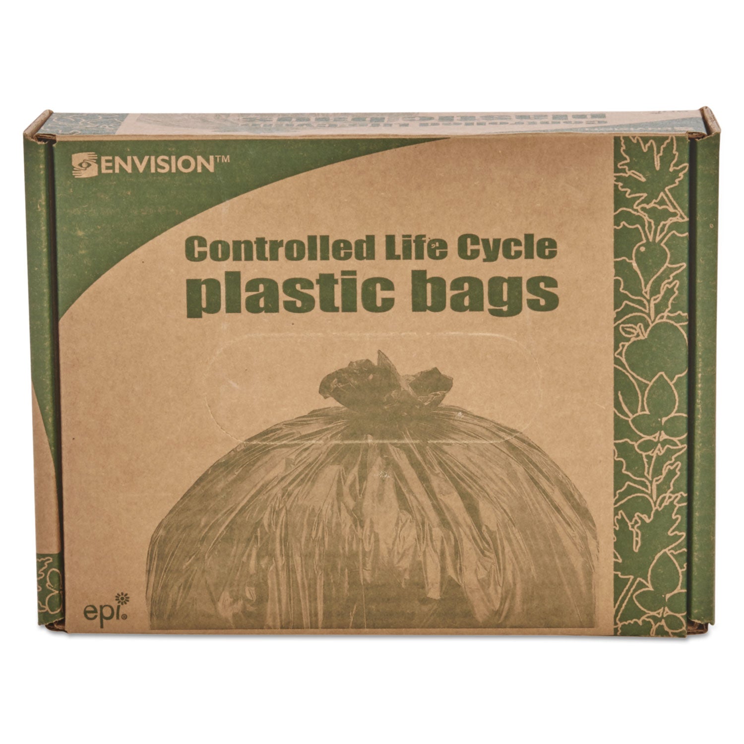 Stout® by Envision™ Controlled Life-Cycle Plastic Trash Bags, 39 gal, 1.1 mil, 33" x 44", Brown, 40/Box