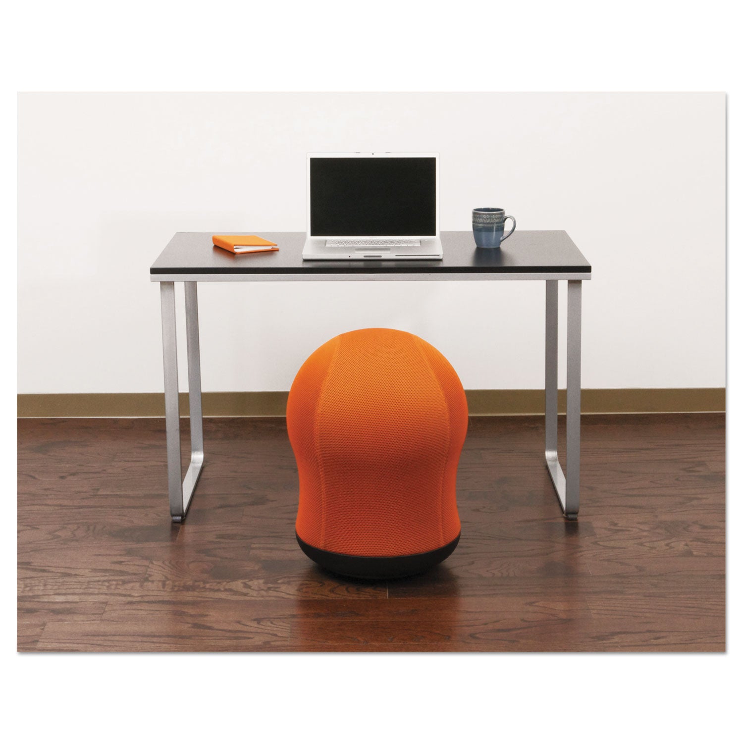 Safco® Zenergy Swivel Ball Chair, Backless, Supports Up to 250 lb, Orange Seat, Black Base