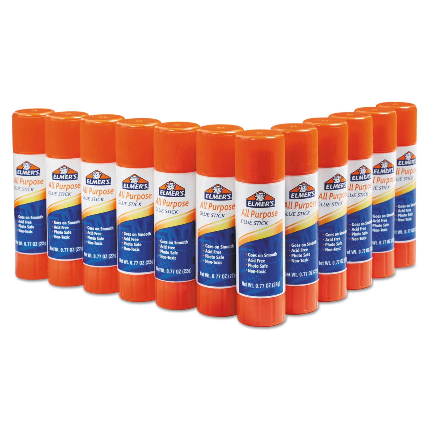 Elmer's® Disappearing Glue Stick, 0.77 oz, Applies White, Dries Clear, 12/Pack