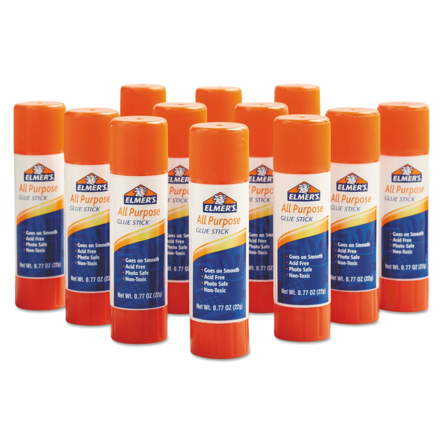 Elmer's® Disappearing Glue Stick, 0.77 oz, Applies White, Dries Clear, 12/Pack