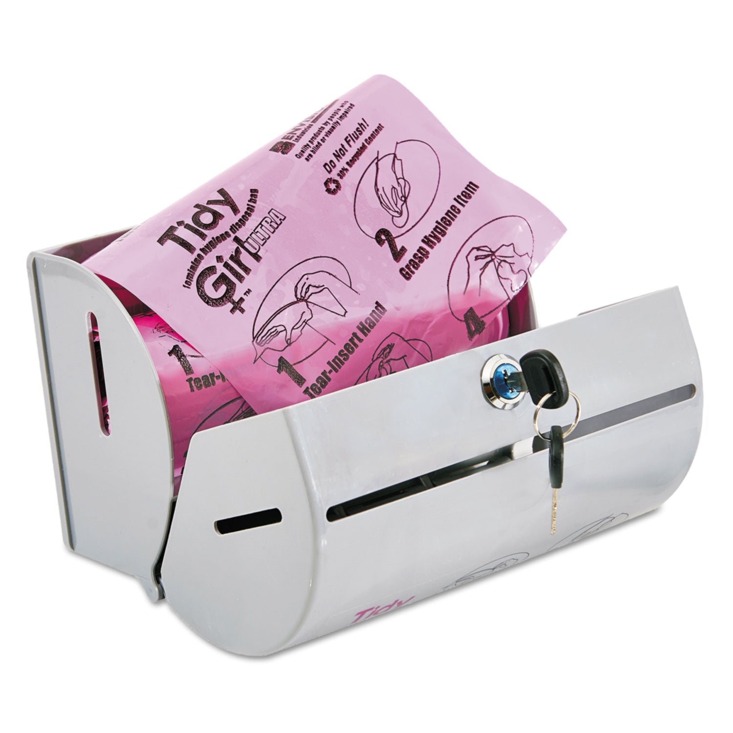 Tidy Girl™ Plastic Feminine Hygiene Disposal Bag Dispenser, Gray