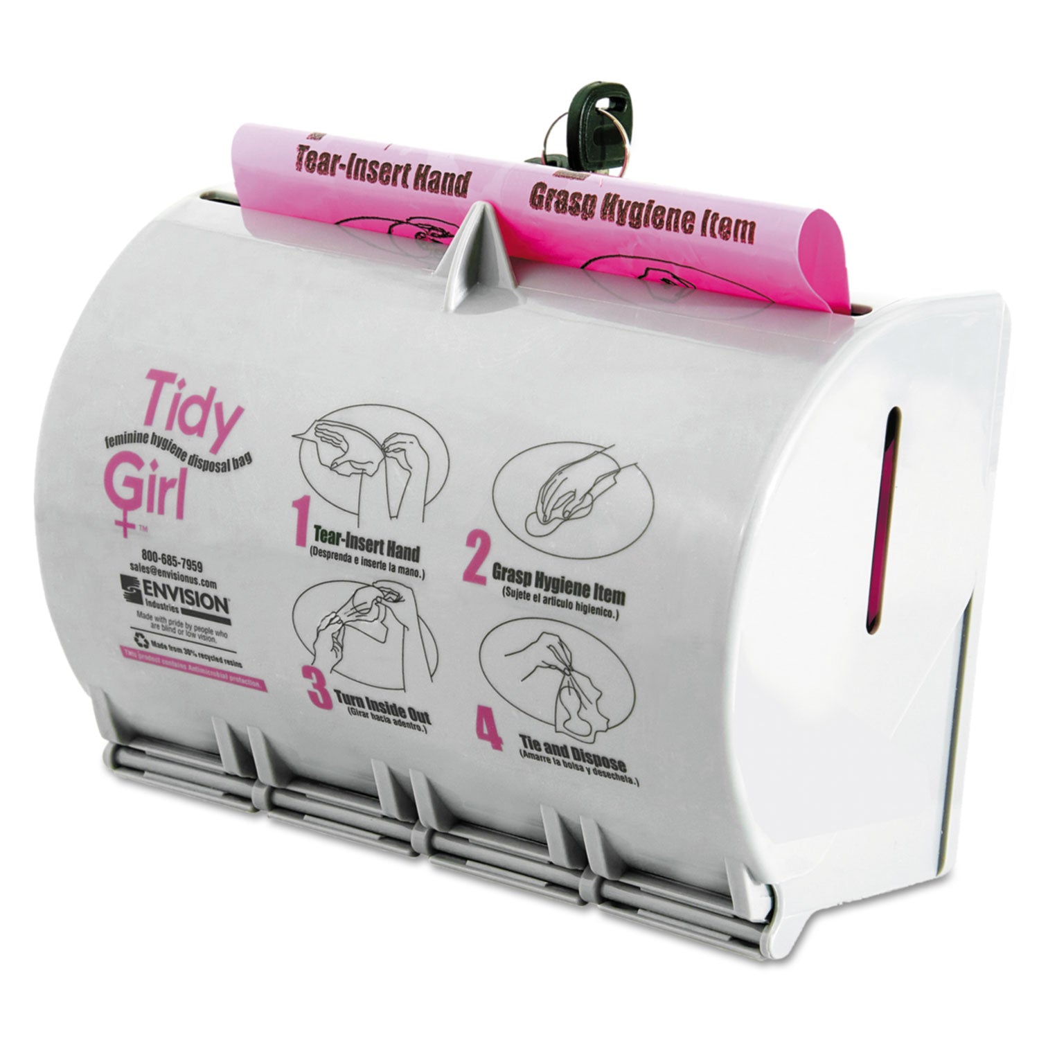 Tidy Girl™ Plastic Feminine Hygiene Disposal Bag Dispenser, Gray