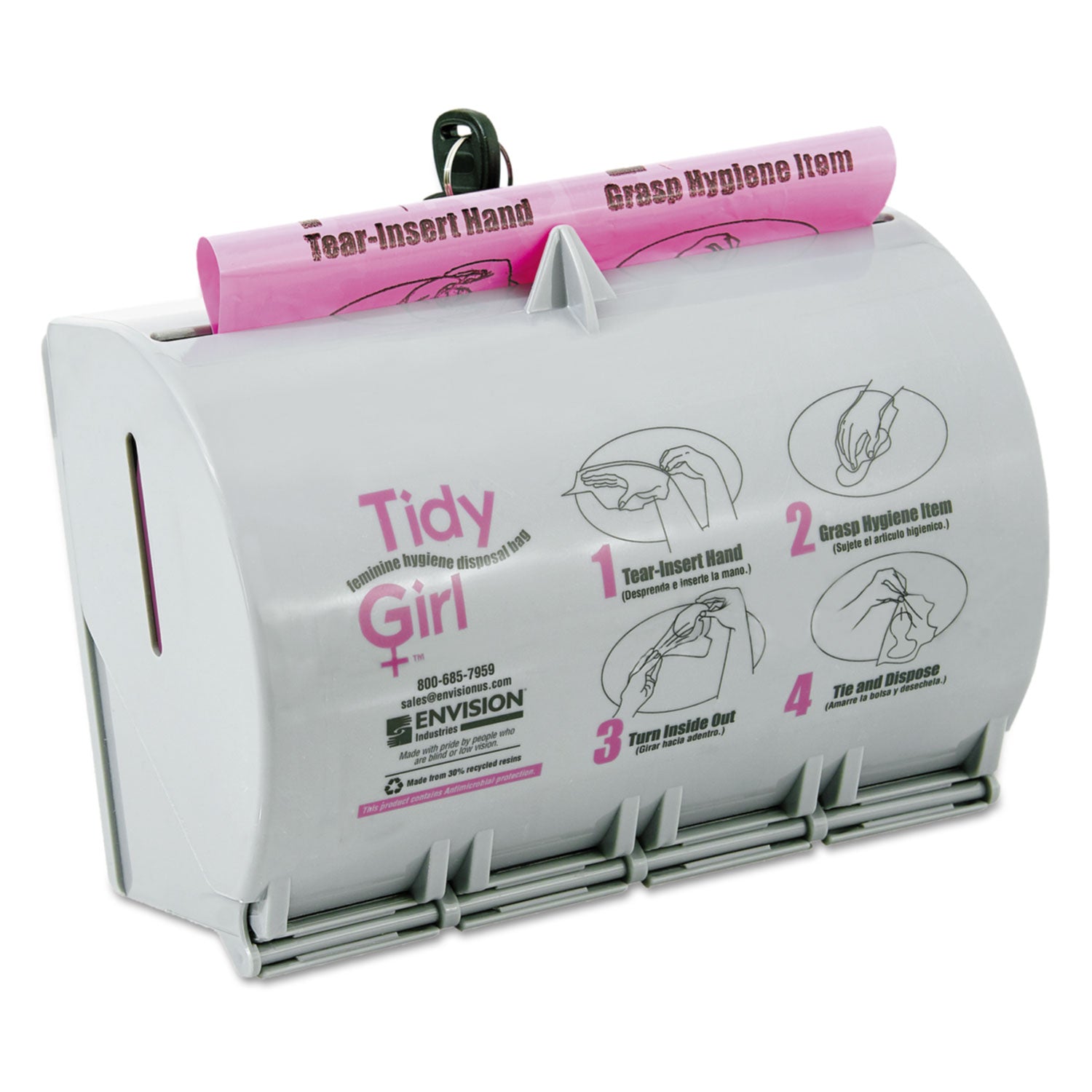 Tidy Girl™ Plastic Feminine Hygiene Disposal Bag Dispenser, Gray