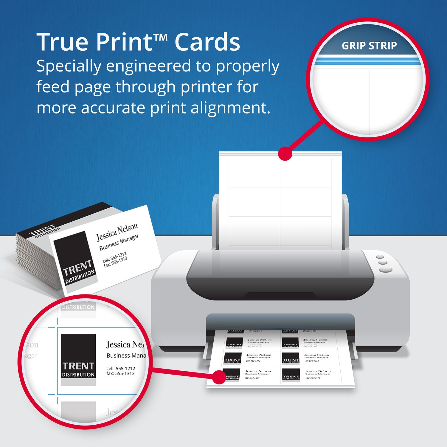 Avery® True Print Clean Edge Business Cards, Inkjet, 2 x 3.5, White, 200 Cards, 10 Cards/Sheet, 20 Sheets/Pack