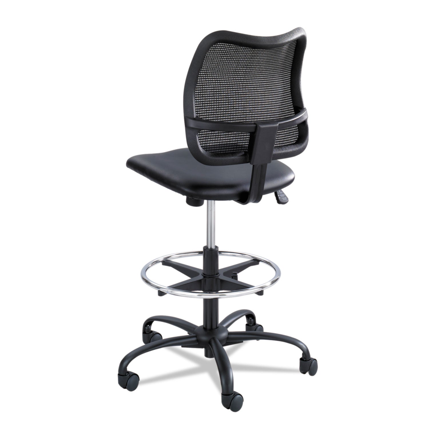 Safco® Vue Series Mesh Extended-Height Chair, Supports Up to 250 lb, 23" to 33" Seat Height, Black Vinyl Seat, Black Base